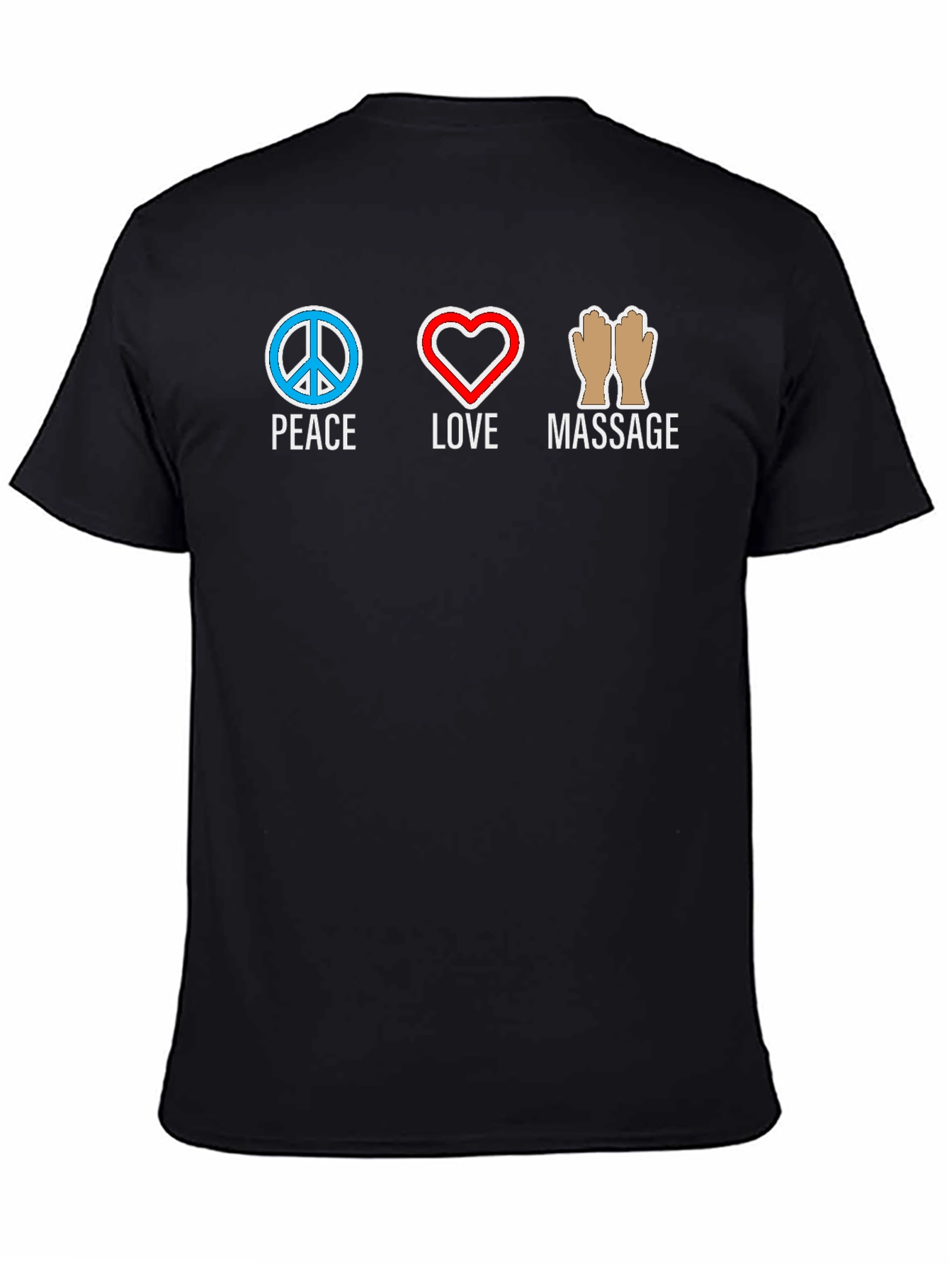 Black Peace Love Massage Graphic T-Shirt view 4