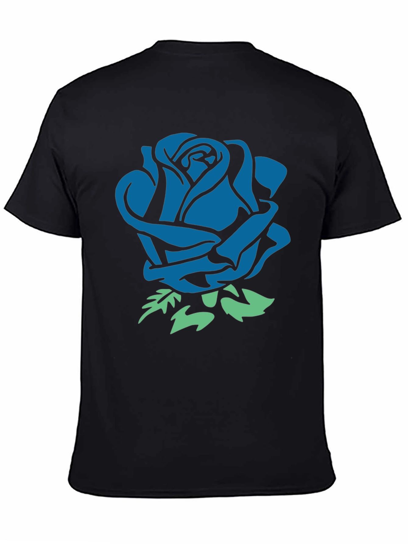 Black Blue Rose Graphic Black T-Shirt view 4