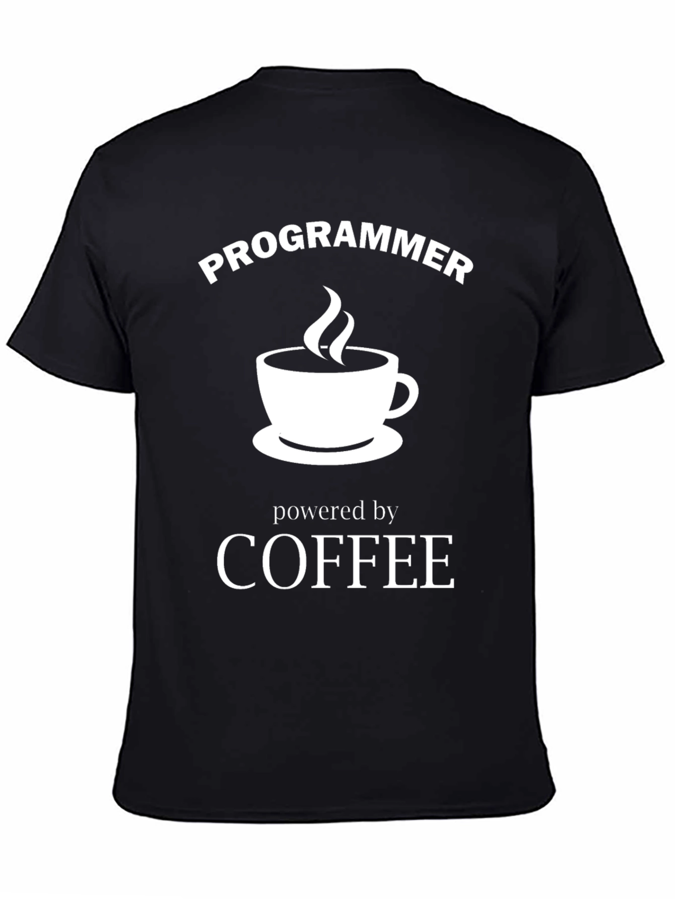 Black Programmer Powered by Coffee Black T-Shirt view 4