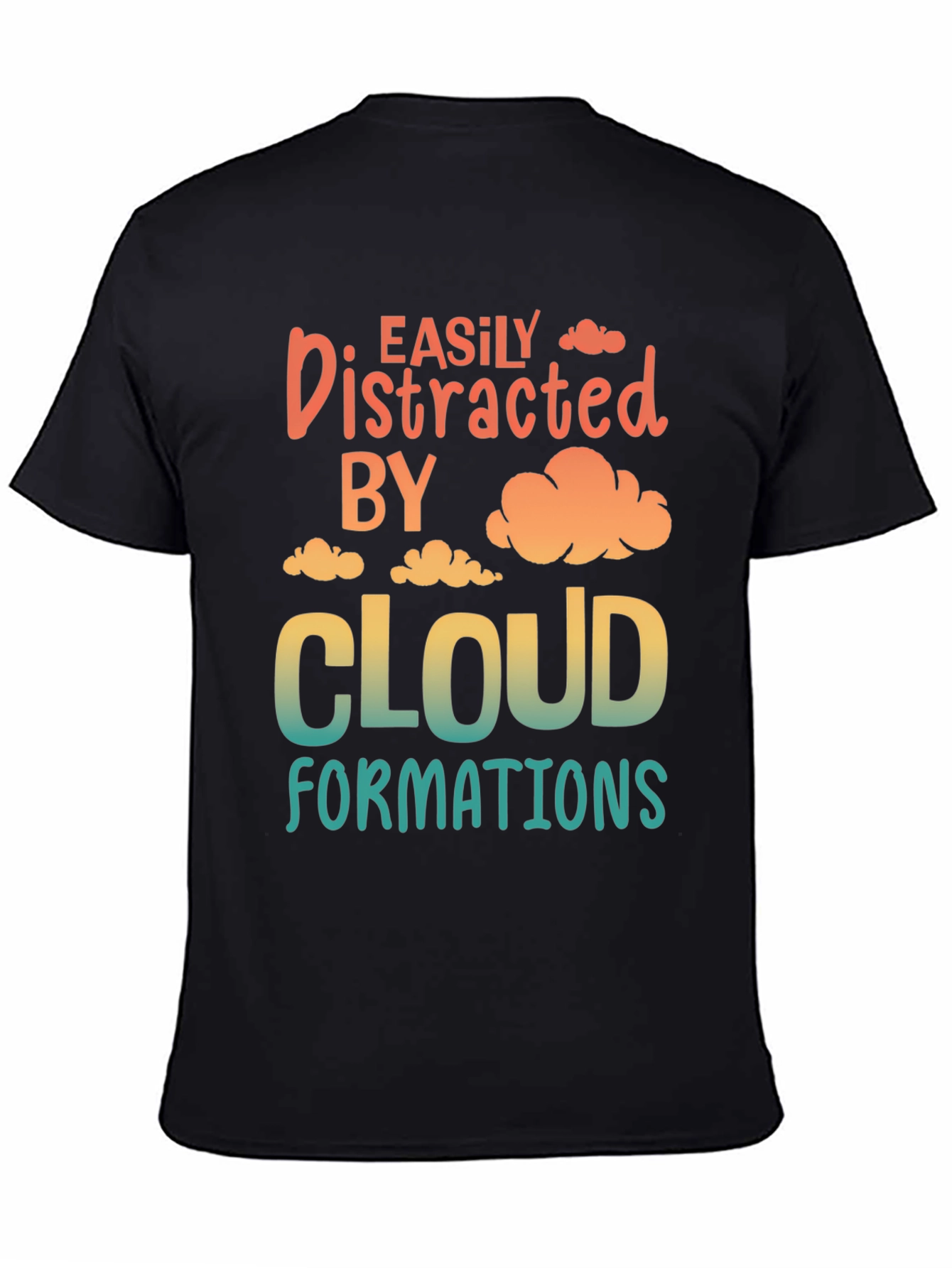 Black Easily Distracted By Cloud Formations T-Shirt view 4