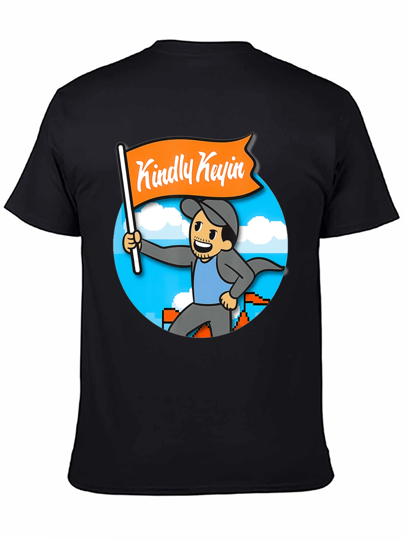 Black Kindly Kevin T-Shirt - Gamer Cartoon Style view 4
