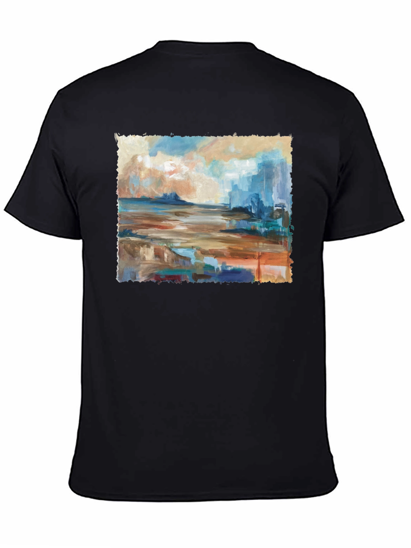 Black Abstract Seascape Graphic Tee view 4