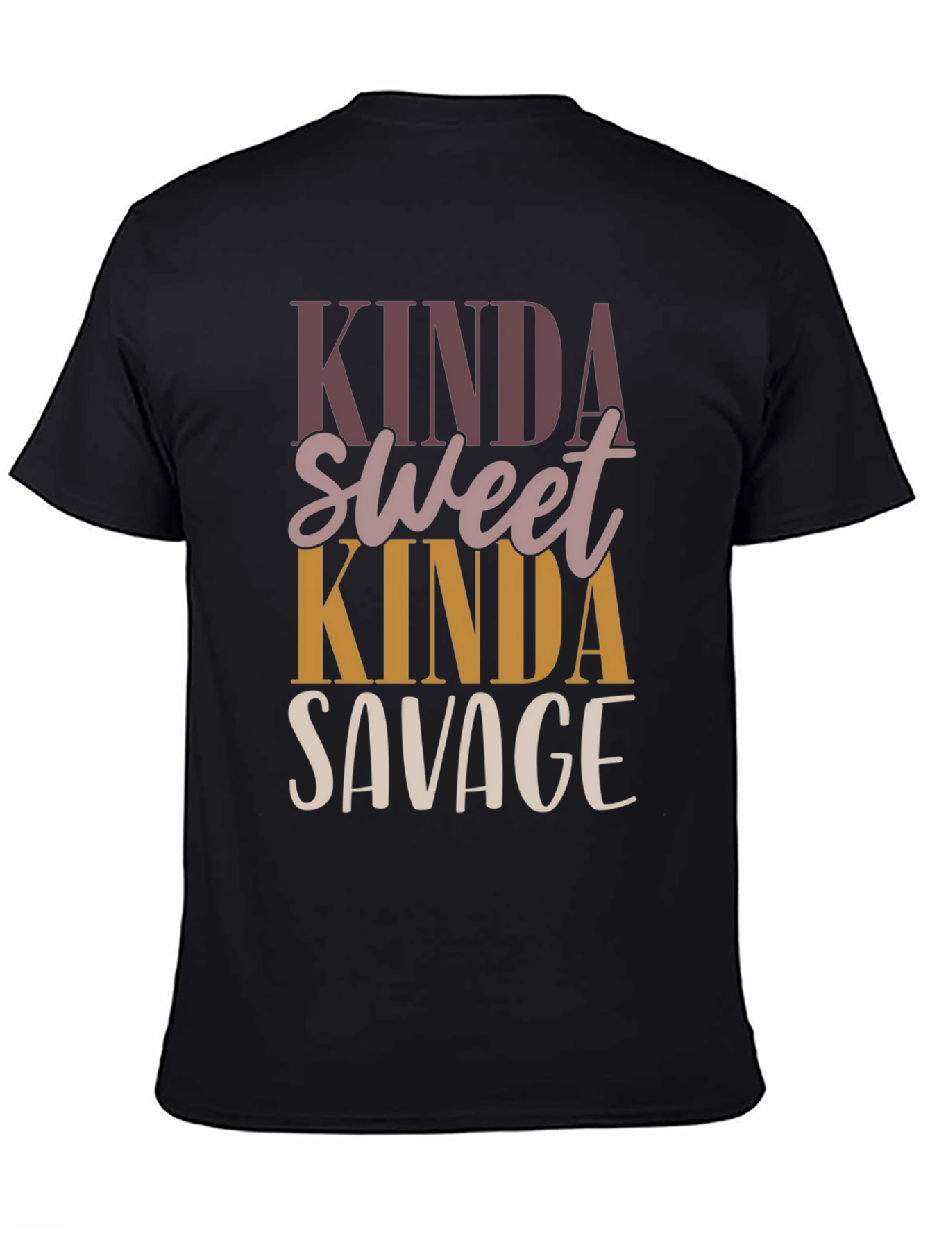 Black Kinda Sweet Kinda Savage Graphic Tee - Trendy Casual Top view 4