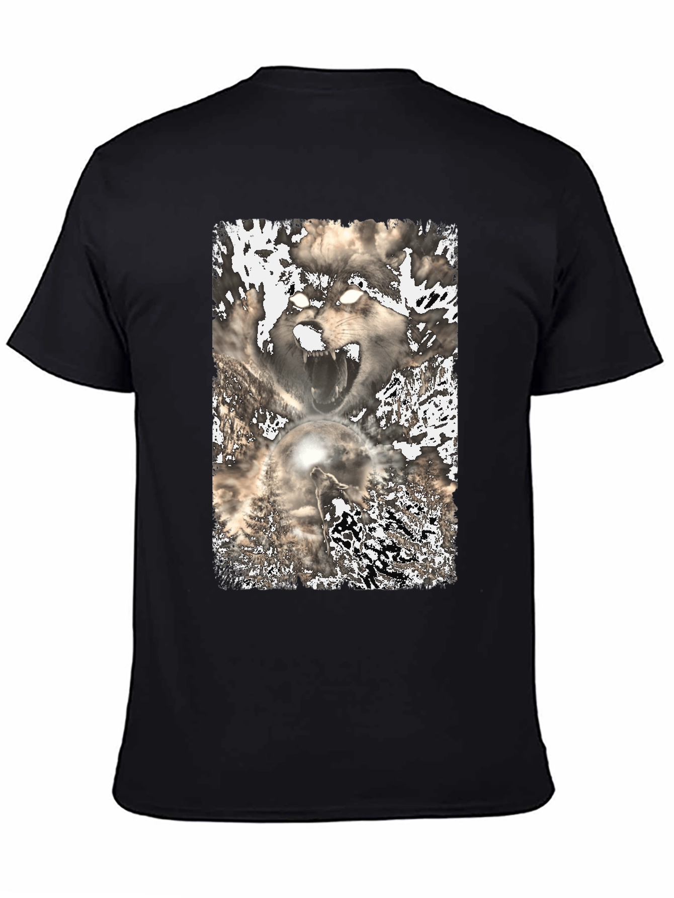 Black Wolf Graphic Print Tee - Black view 4