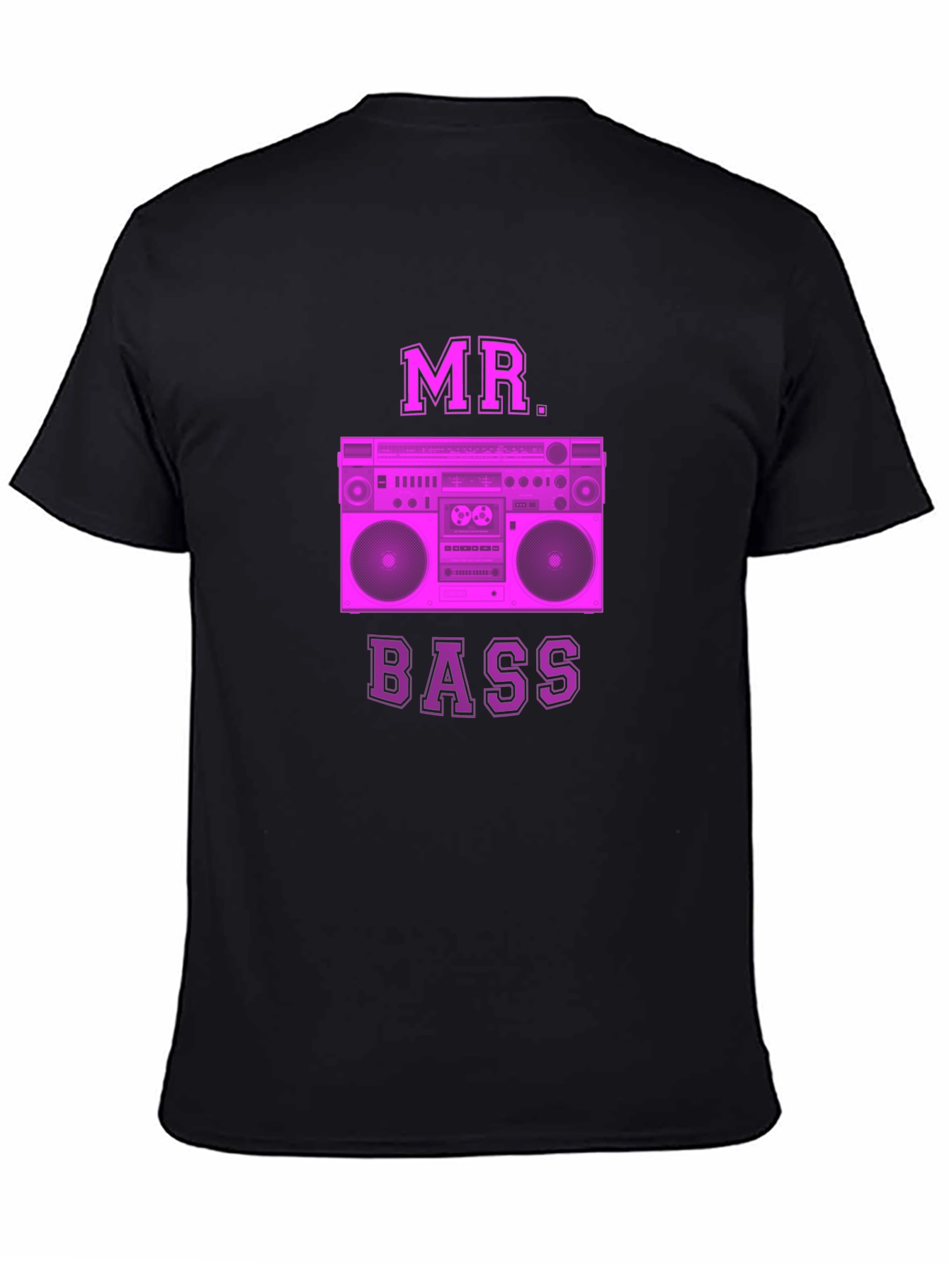 Black MR. BASS Retro Boombox Graphic Tee - Classic Style view 4