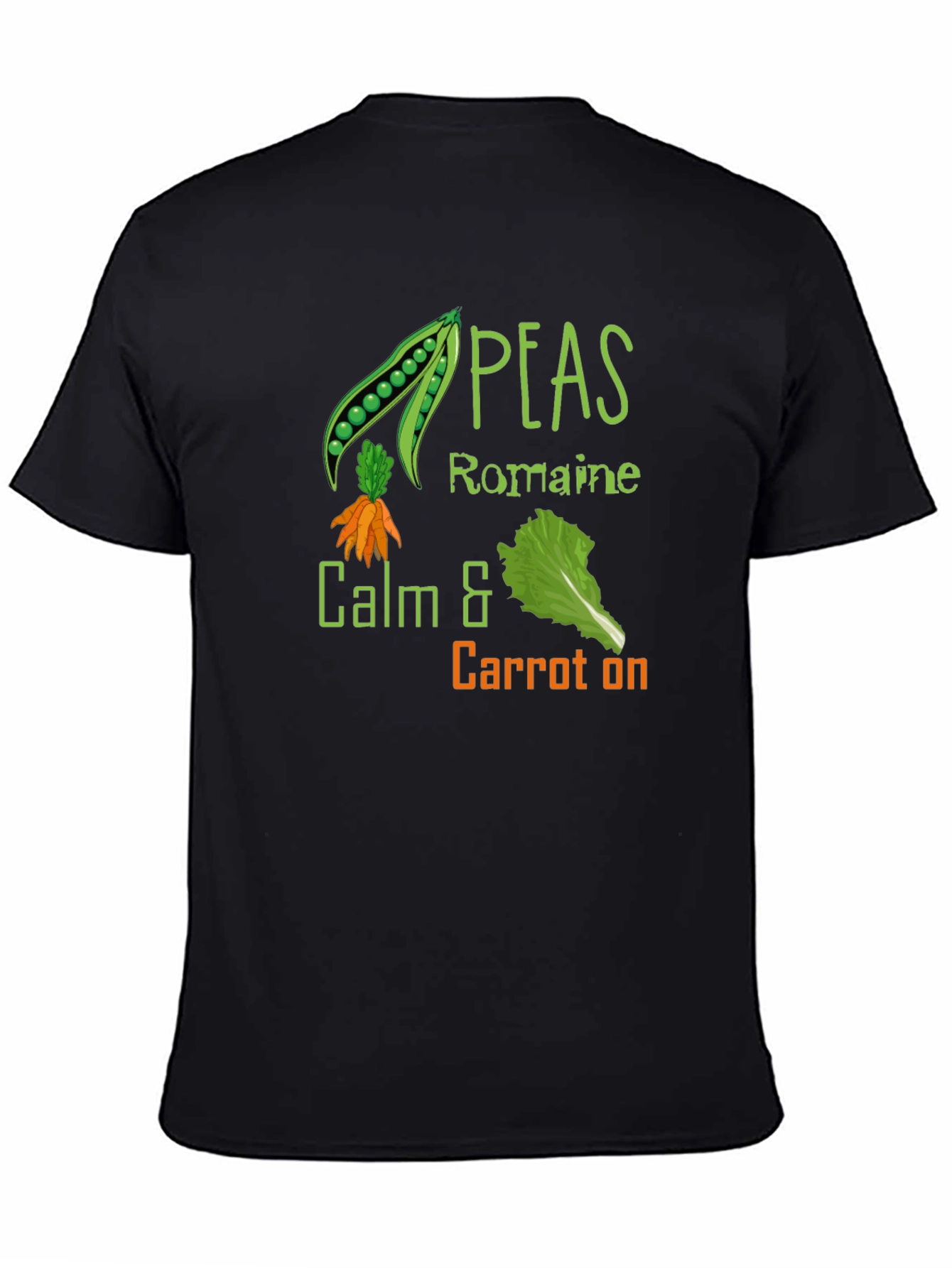 Black Peas Romaine Calm & Carrot On Black T-Shirt view 4