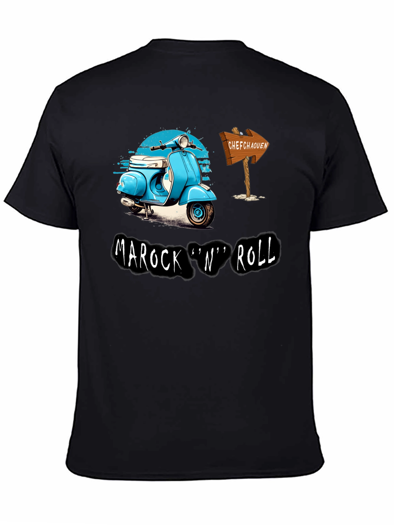 Black Marock 'n' Roll T-Shirt - Scooter Design view 4