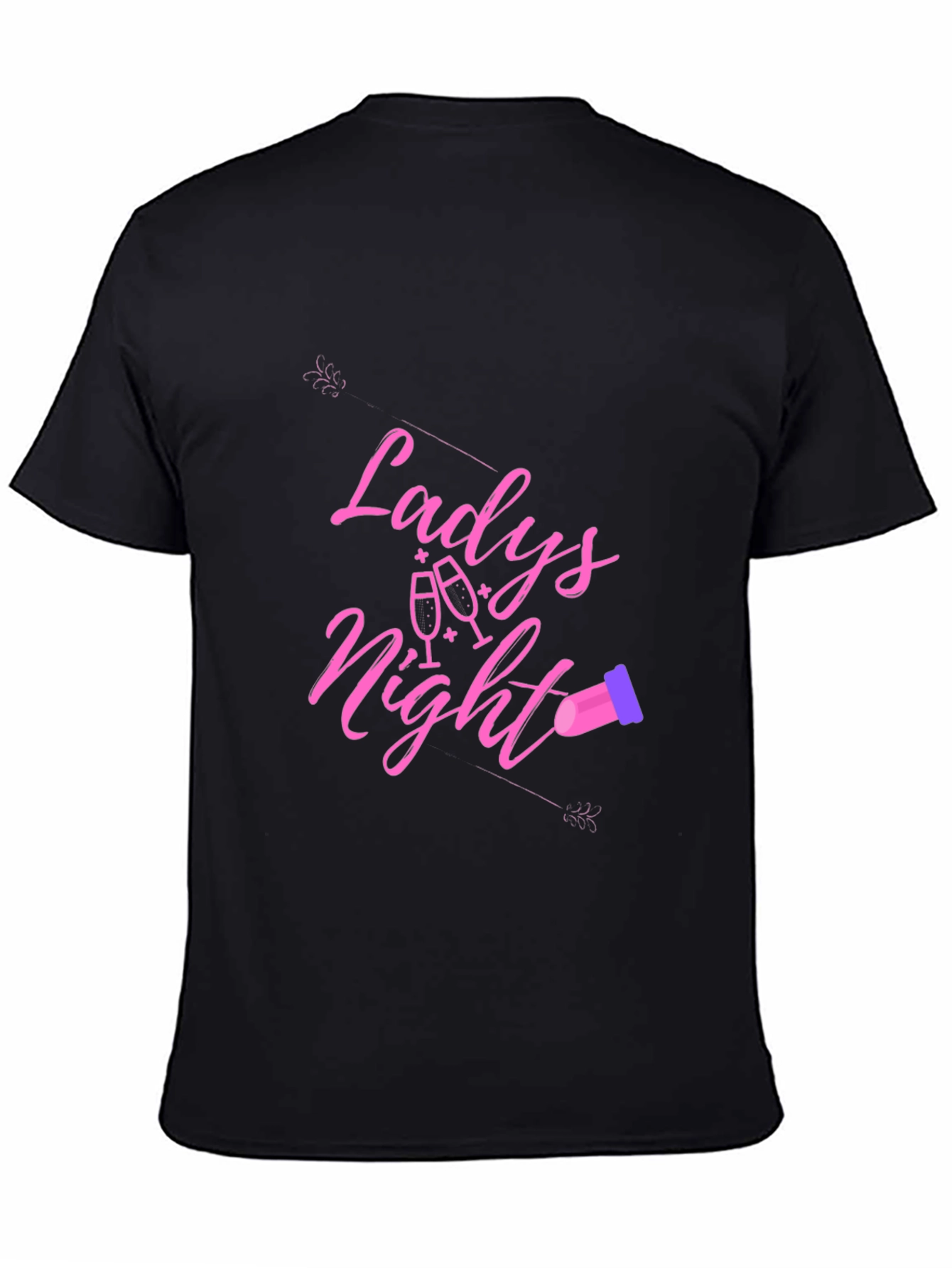 Black Ladies Night T-Shirt - Black Crew Neck view 4
