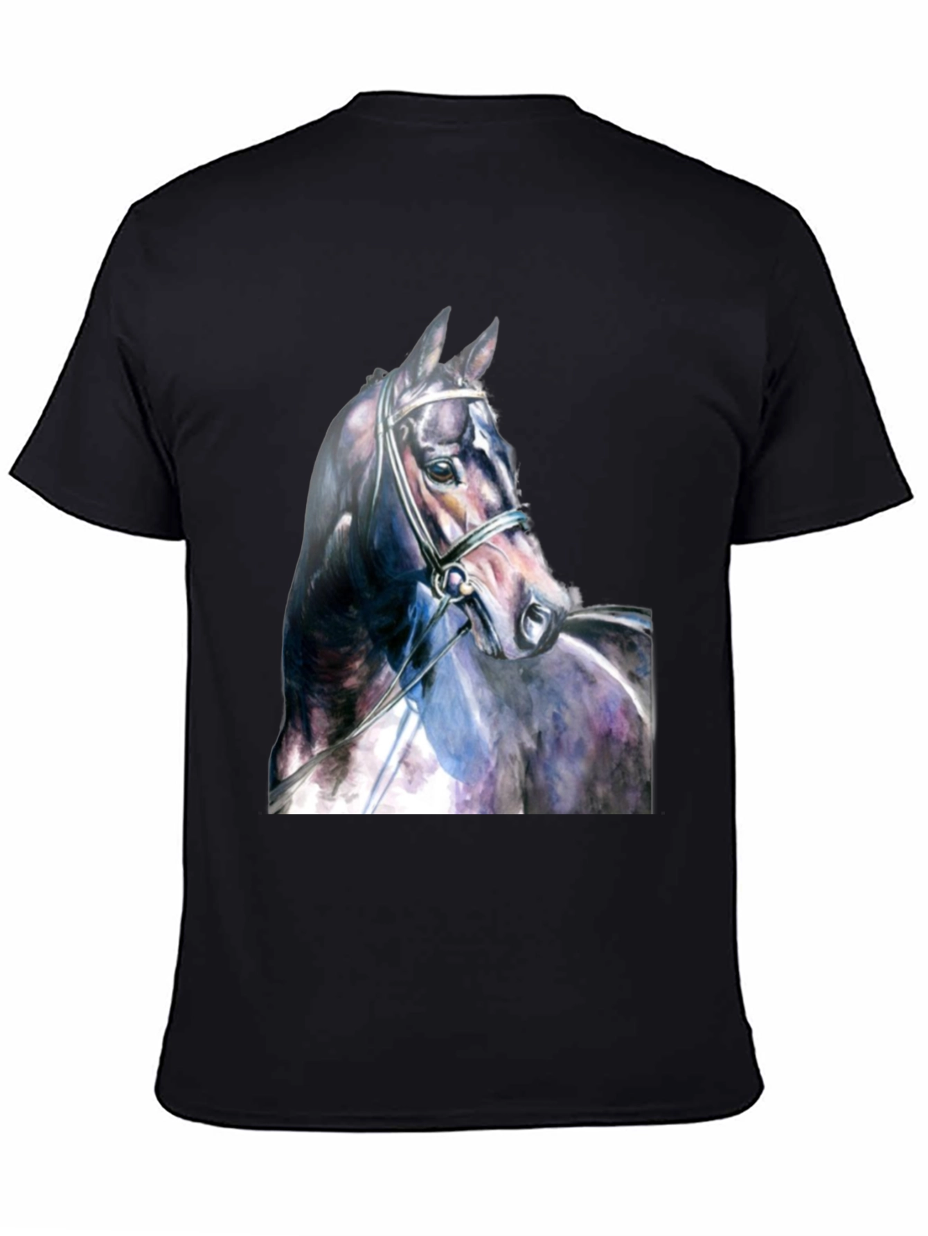 Black Horse Portrait Black T-Shirt view 4
