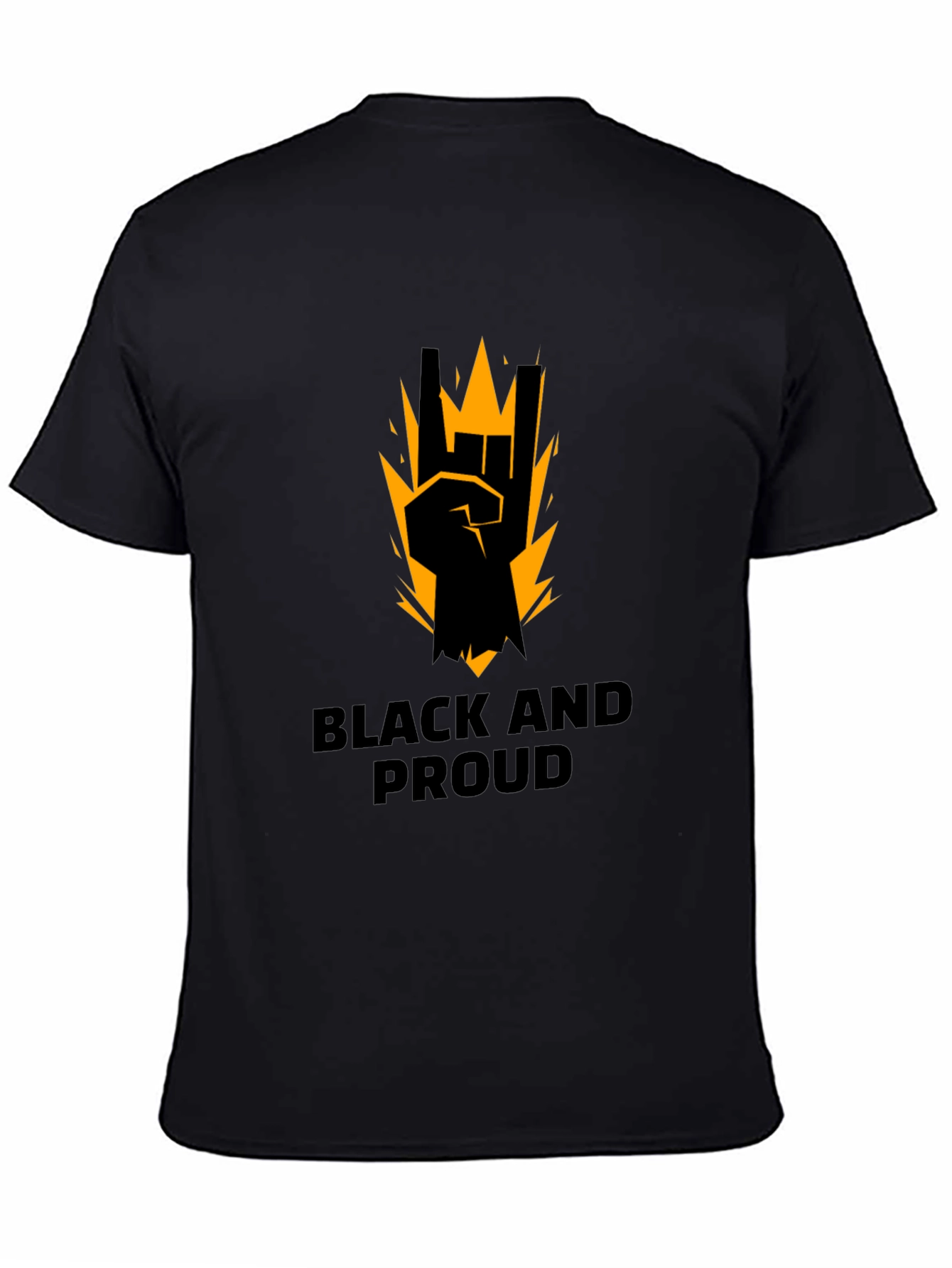 Black Black and Proud Graphic Tee - Rock On Sign view 4