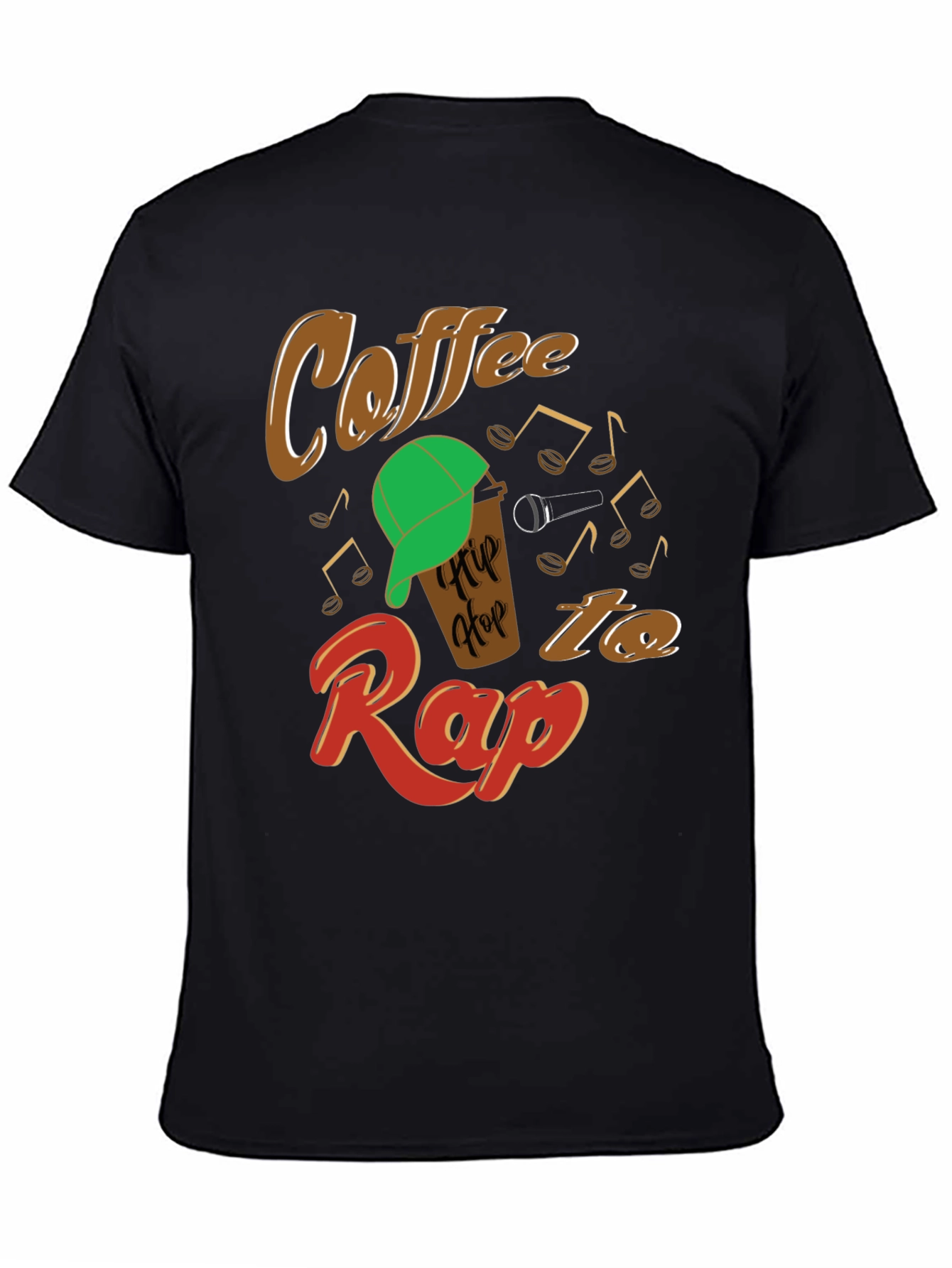 Black Coffee Hip Hop Rap Graphic T-Shirt view 4