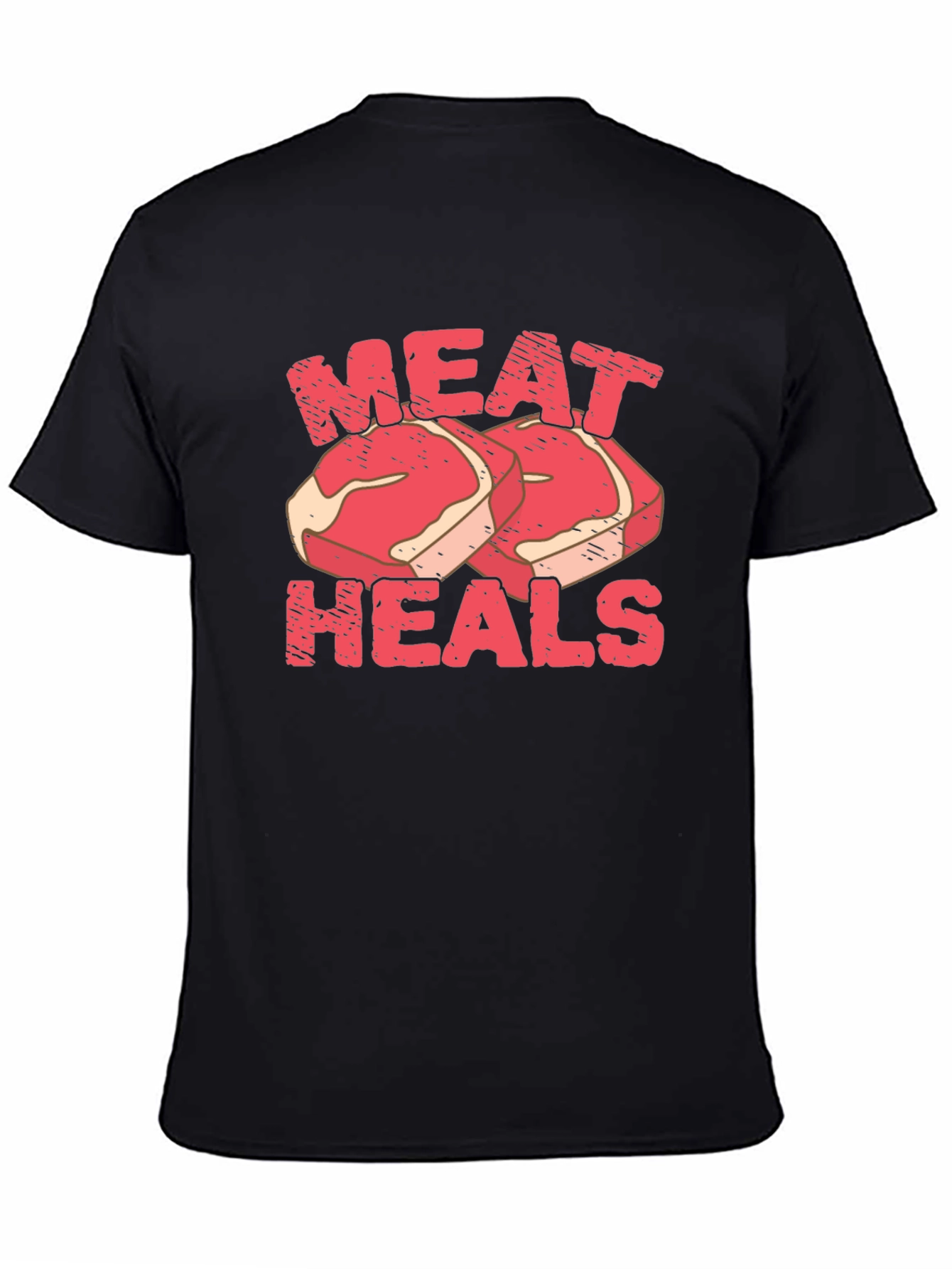 Black Meat Heals T-Shirt - Black, Funny Graphic Tee view 4