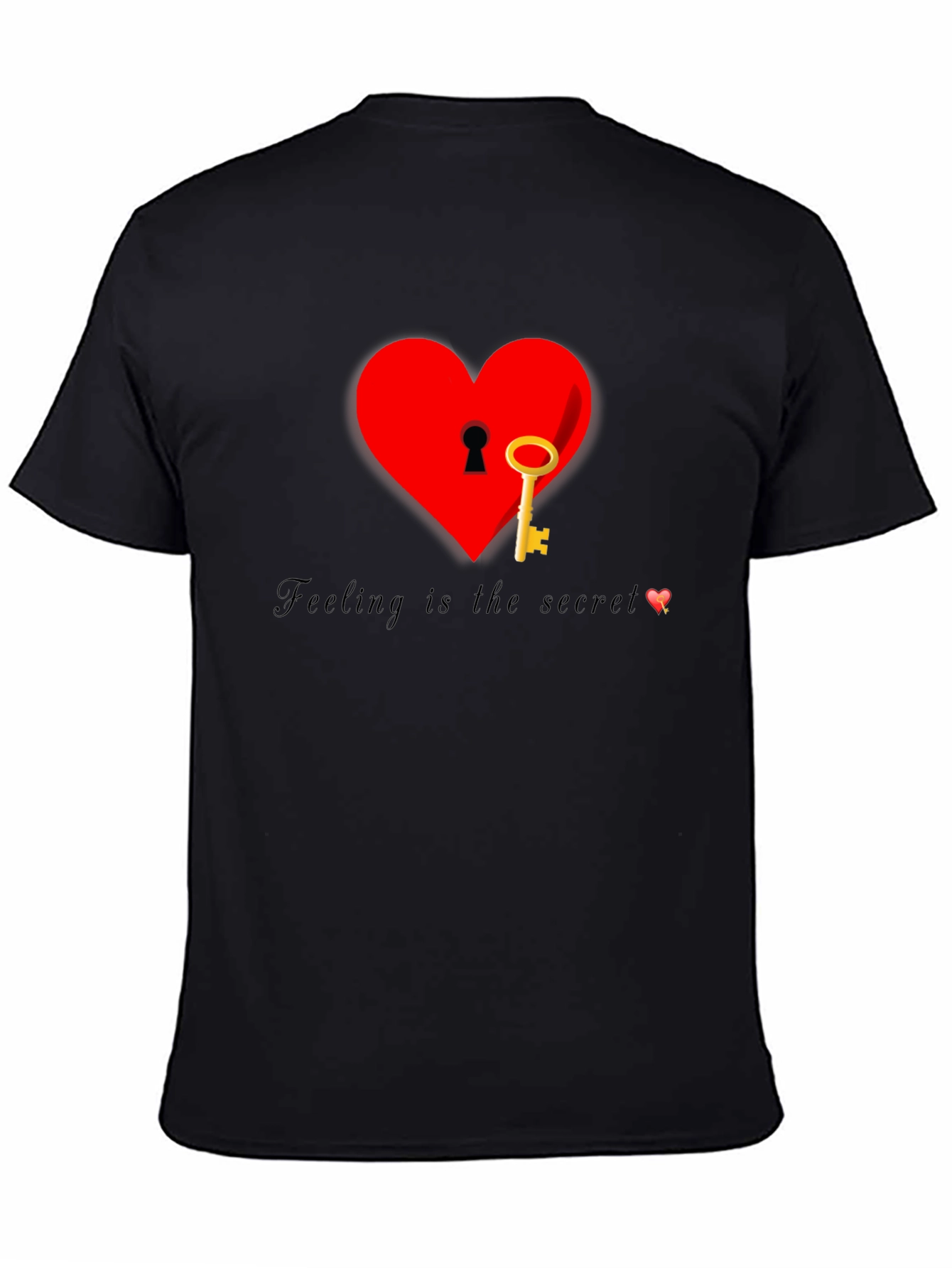 Black Heart Key T-Shirt - Feeling is the Secret view 4