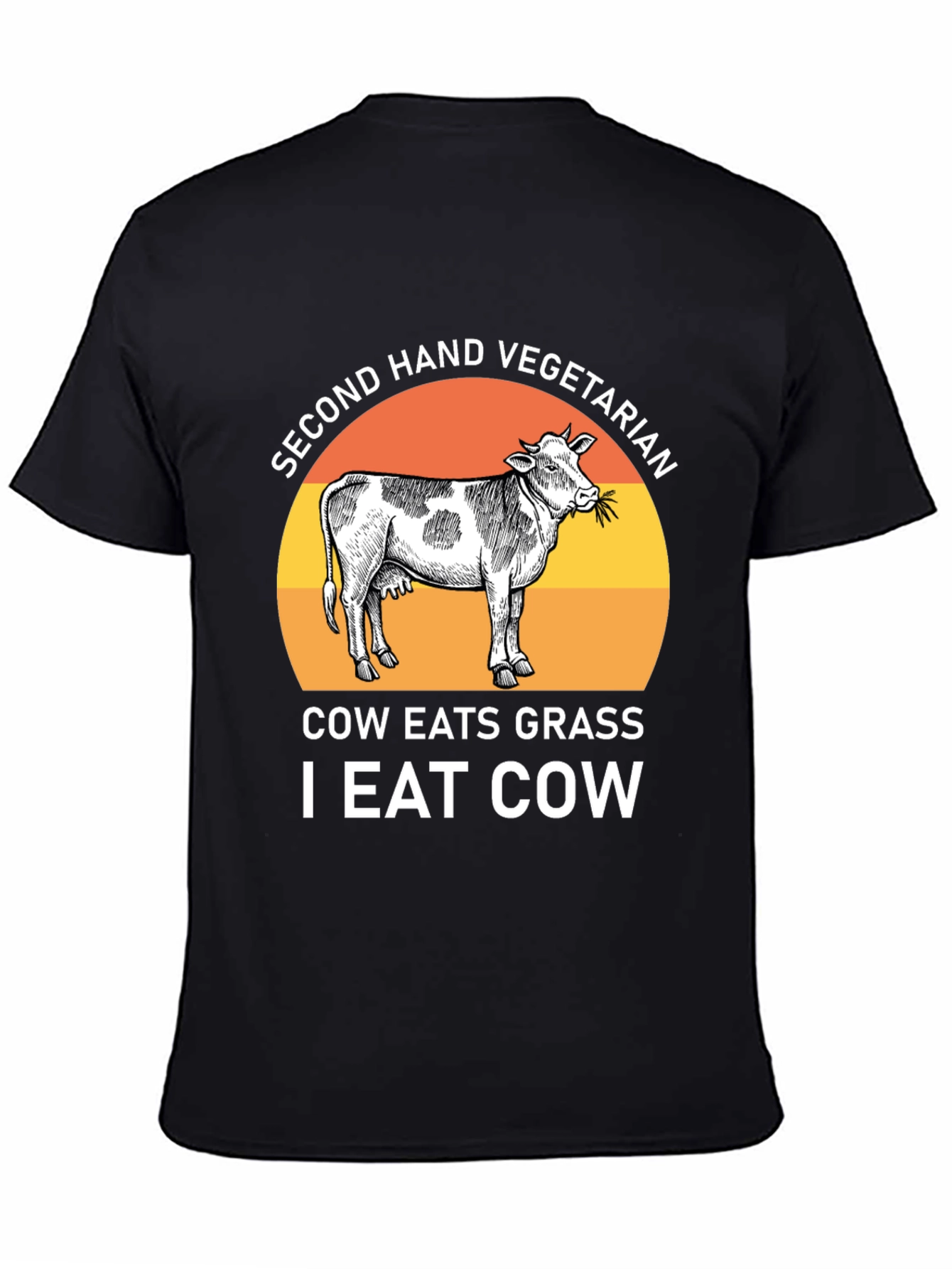Black Second Hand Vegetarian Cow Graphic Tee view 4