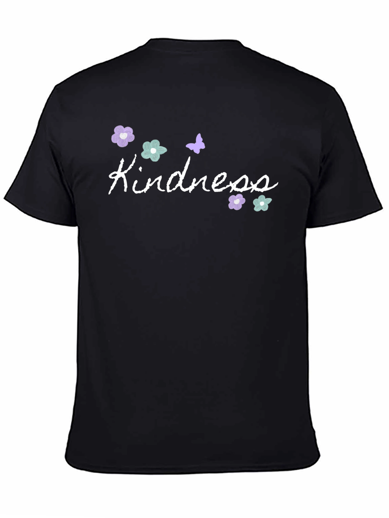 Black Kindness Graphic Tee - Cute Floral Butterfly Shirt view 4