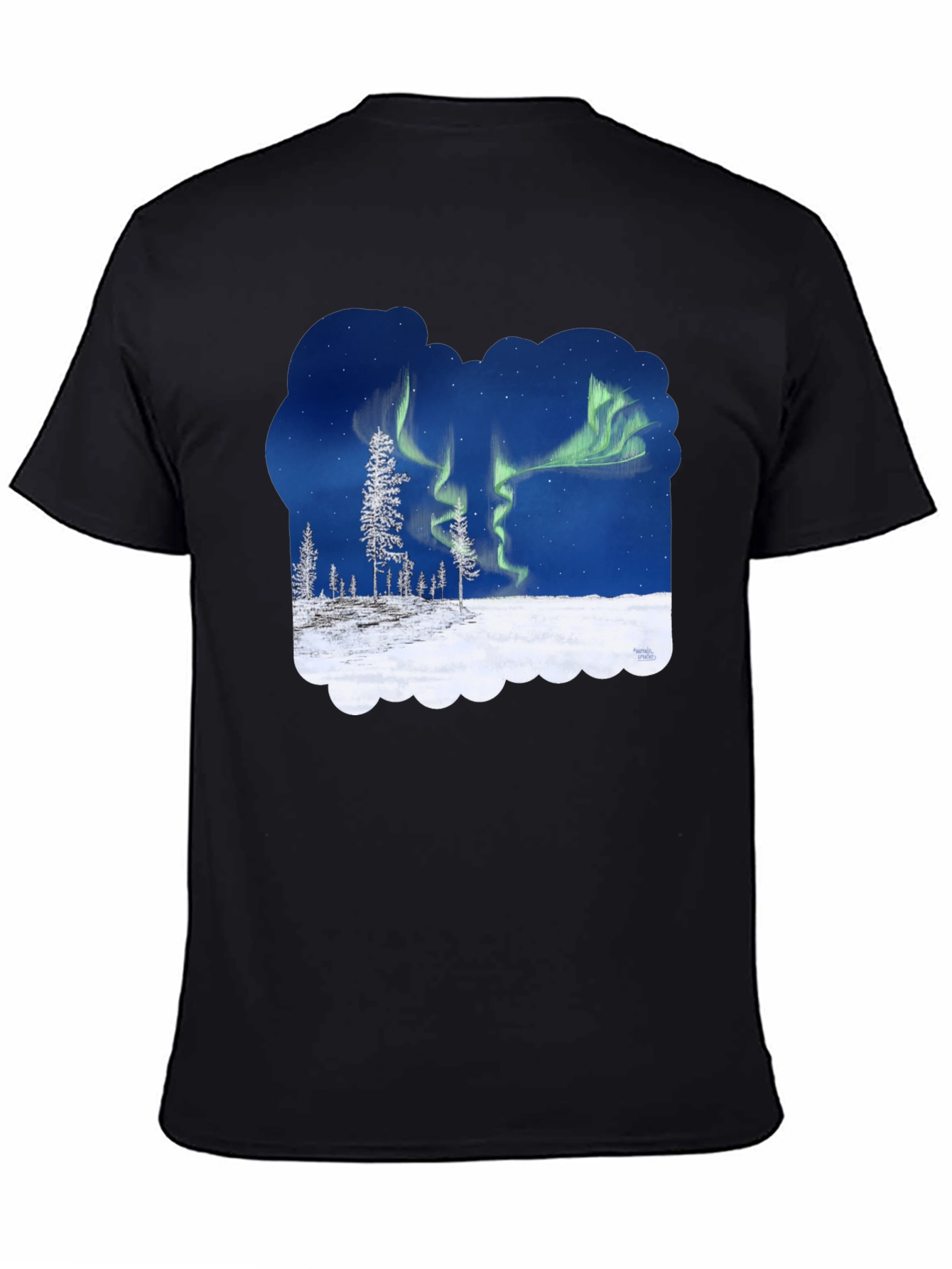 Black Aurora Borealis Graphic T-Shirt - Northern Lights Tee view 4