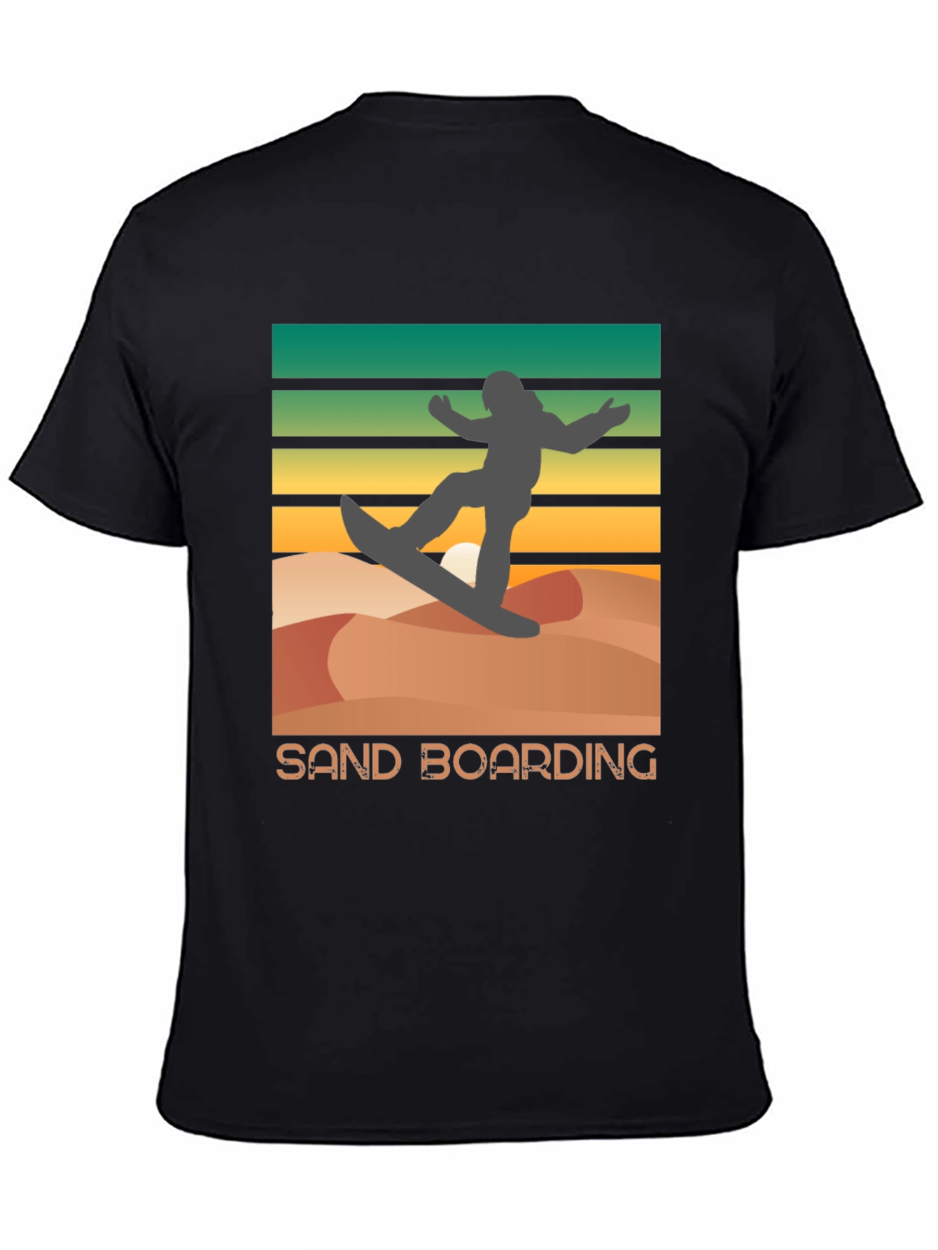 Black Sand Boarding Retro T-Shirt, Desert Fun Tee view 4