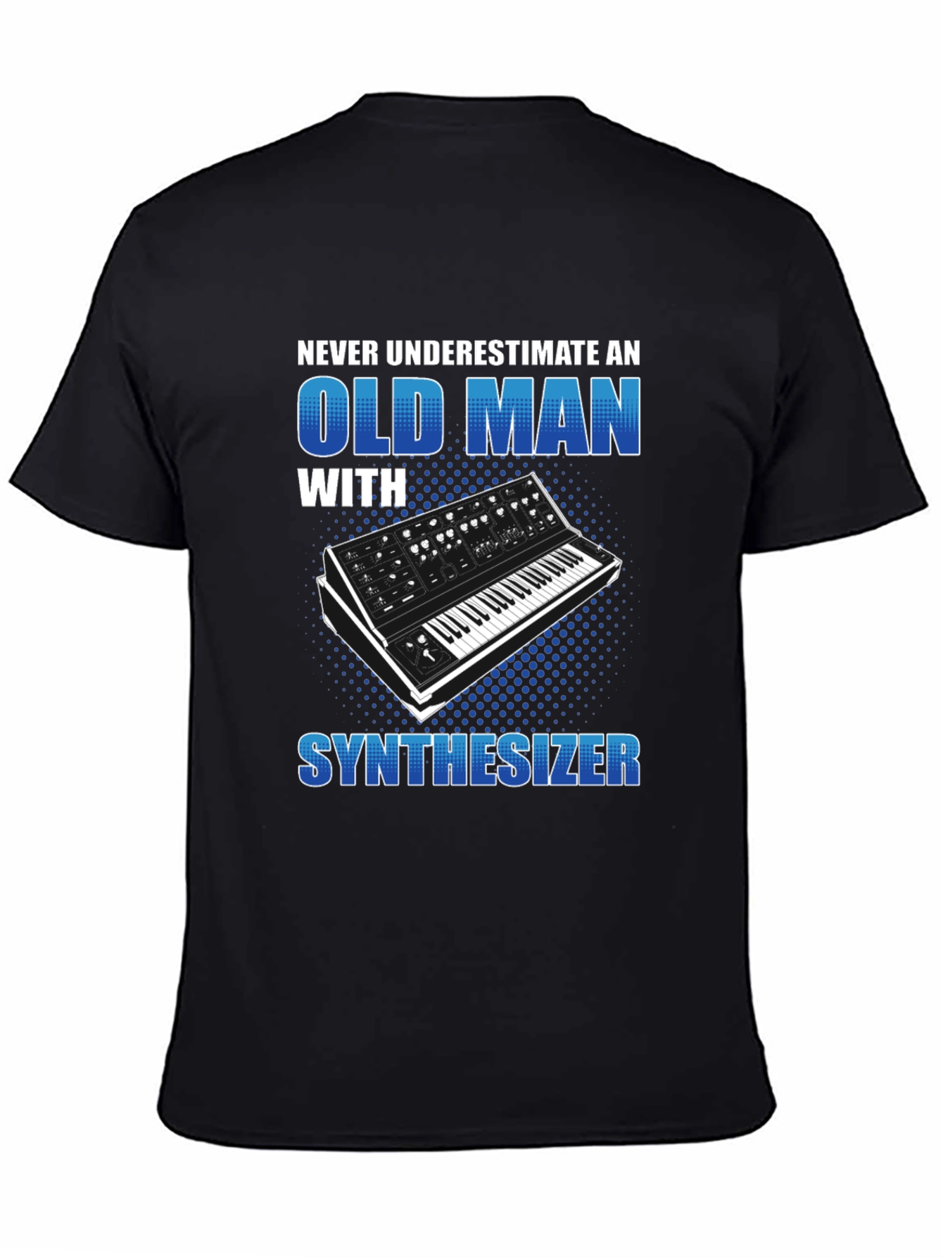 Black Old Man Synthesizer T-Shirt - Music Lover Gift view 4