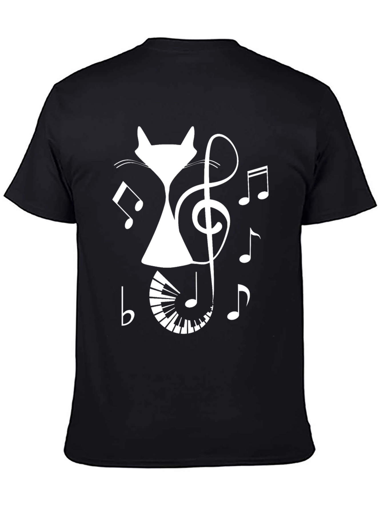 Black Cat Music T-Shirt - Novelty Design view 4