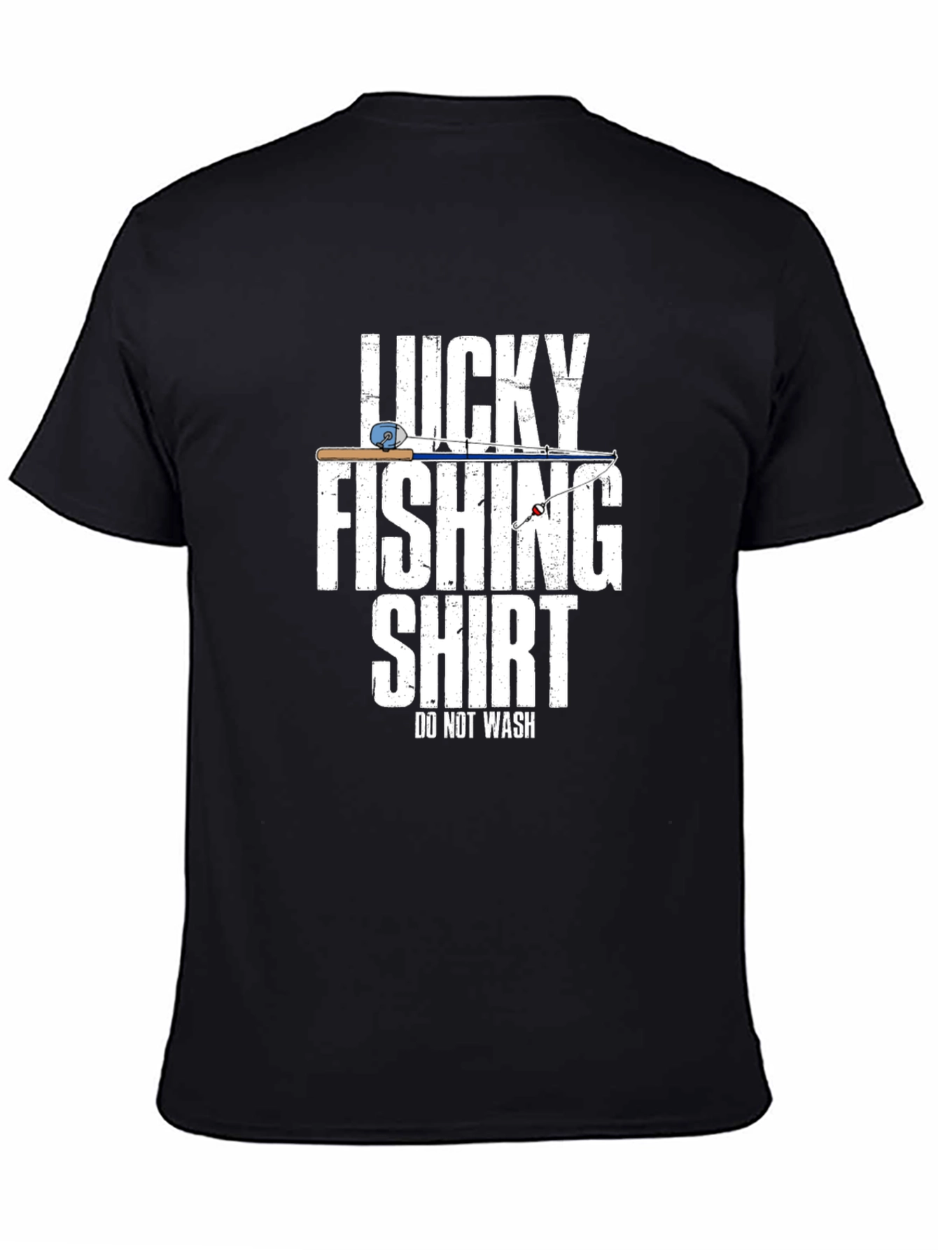 Black Lucky Fishing Shirt - Funny Fisherman T-Shirt view 4