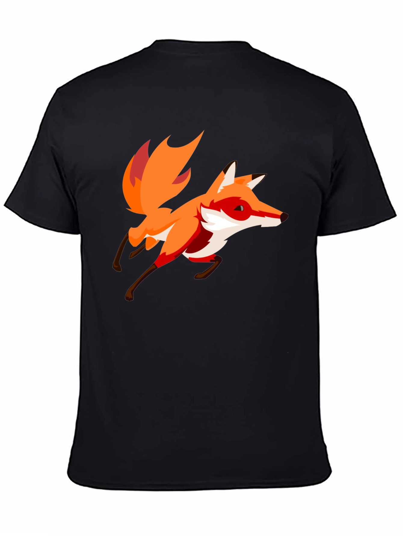 Black Cartoon Fox Graphic Black T-Shirt view 4