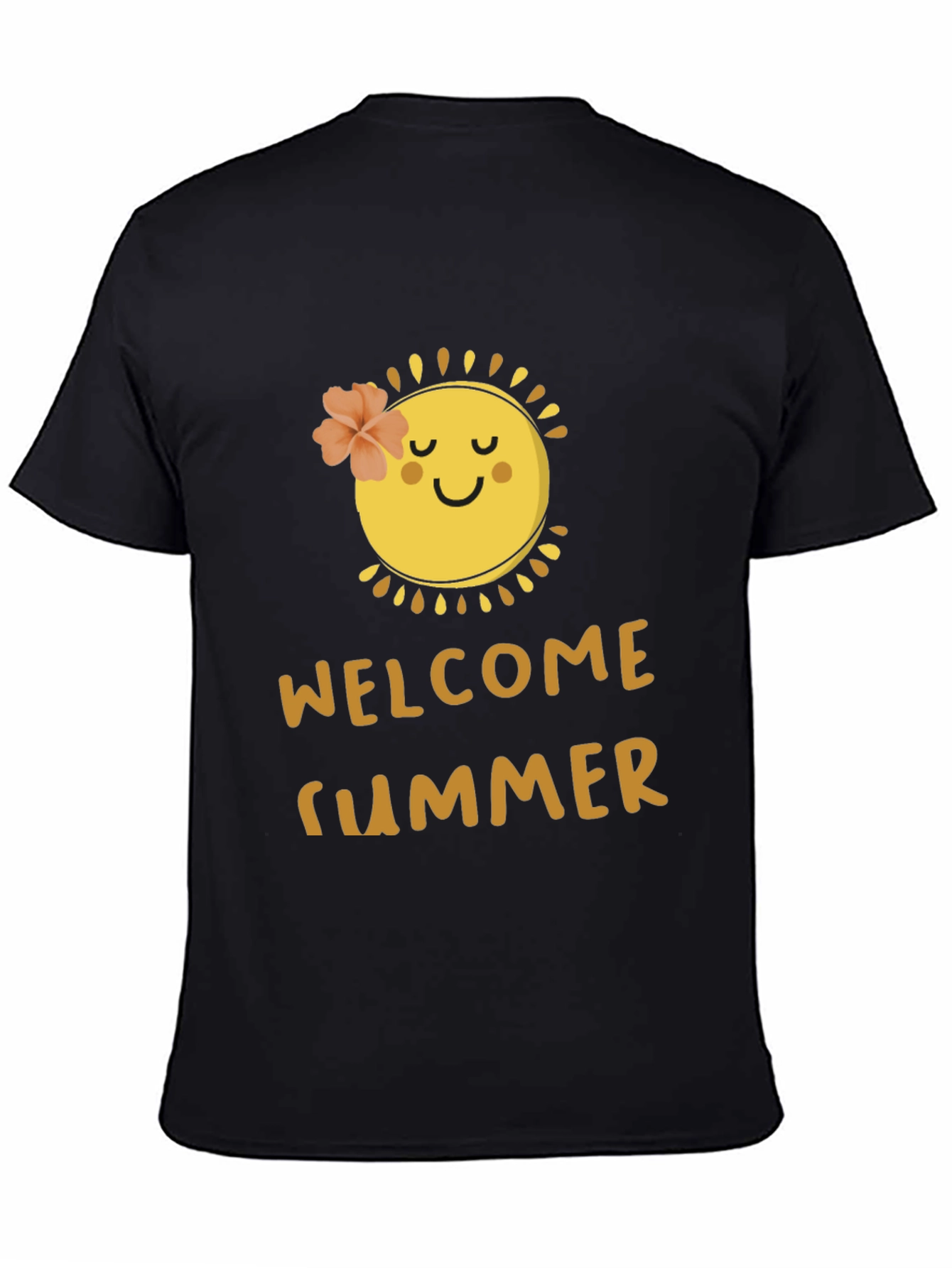 Black Welcome Summer Black T-Shirt with Sun Design view 4