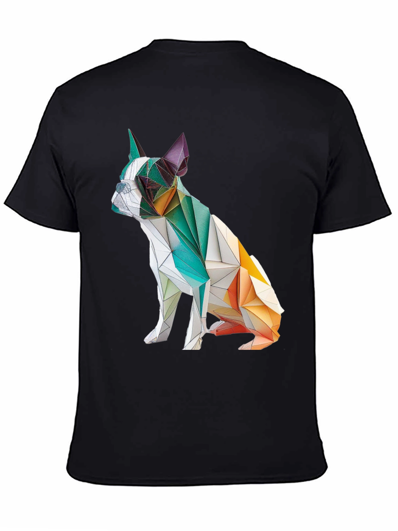 Black Geometric Dog Graphic Tee - Modern Art Shirt view 4