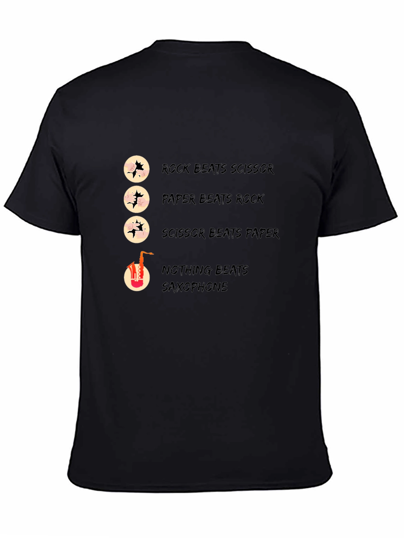 Black Rock Paper Scissors Saxophone Graphic T-Shirt view 4