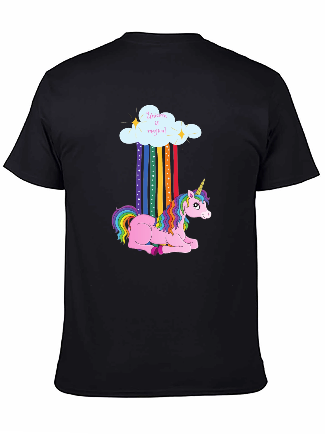 Black Magical Unicorn Cloud T-Shirt view 4