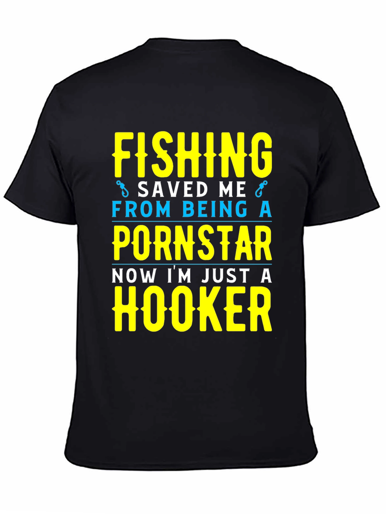 Black Fishing Saved Me T-Shirt Funny Hooker Tee view 4