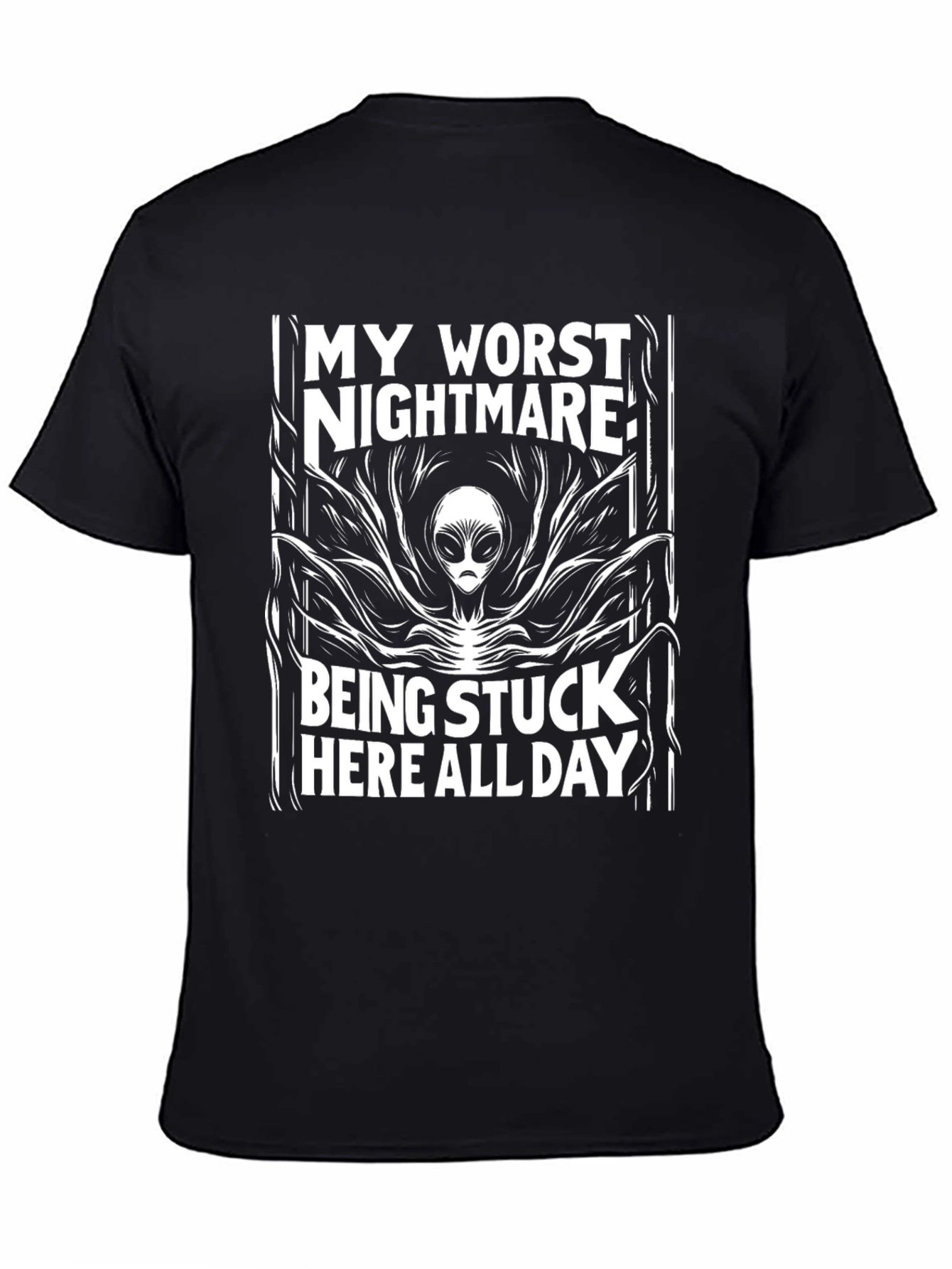 Black Alien Nightmare Black T-Shirt view 4