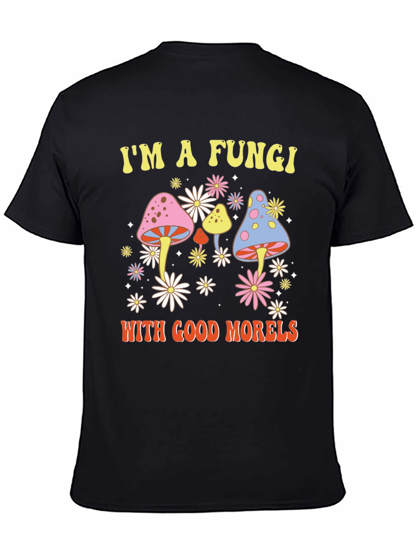 Black Fun Guy Shirt - Mushroom Graphic Tee view 4