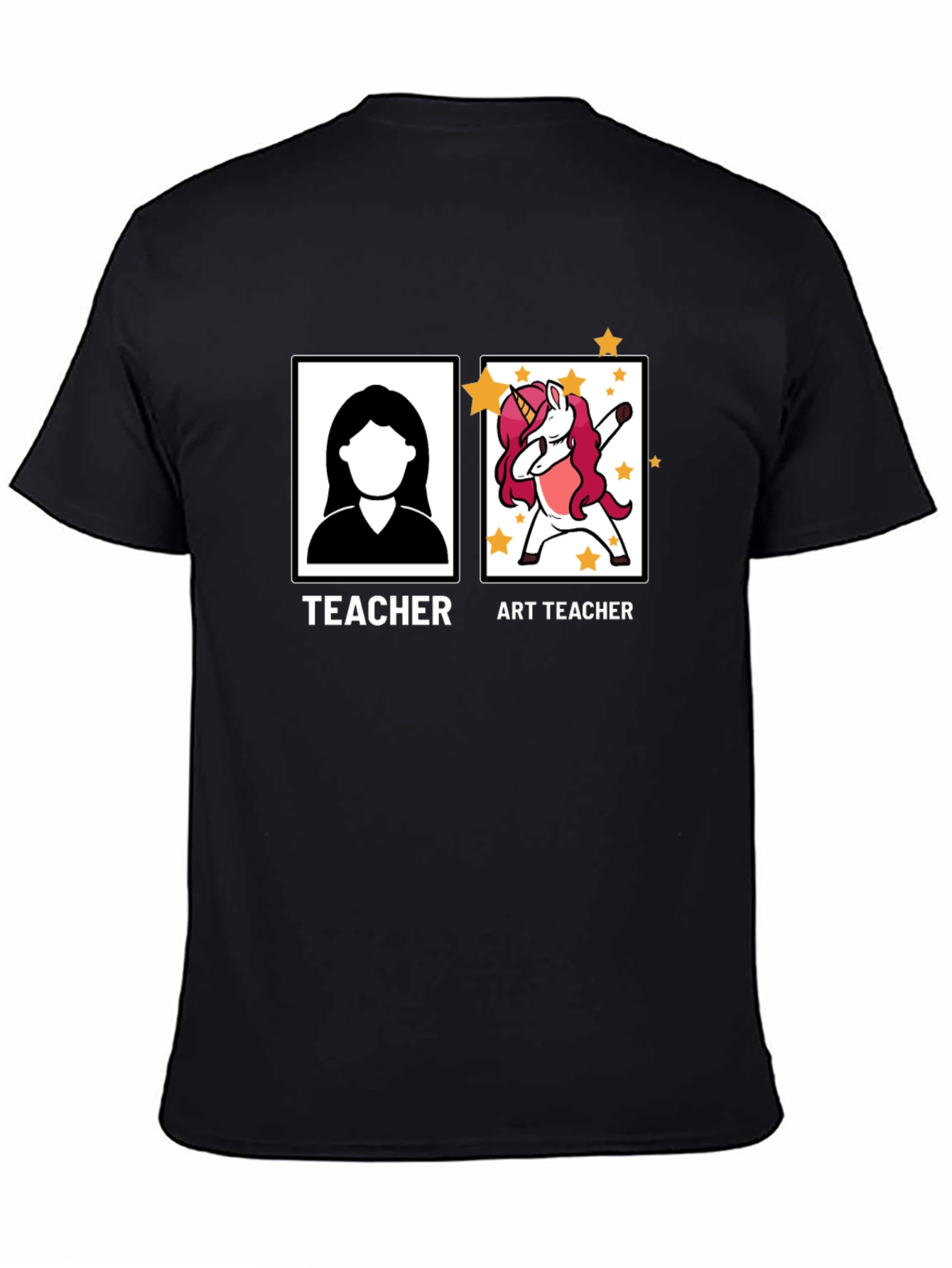 Black Art Teacher Unicorn Black T-Shirt view 4