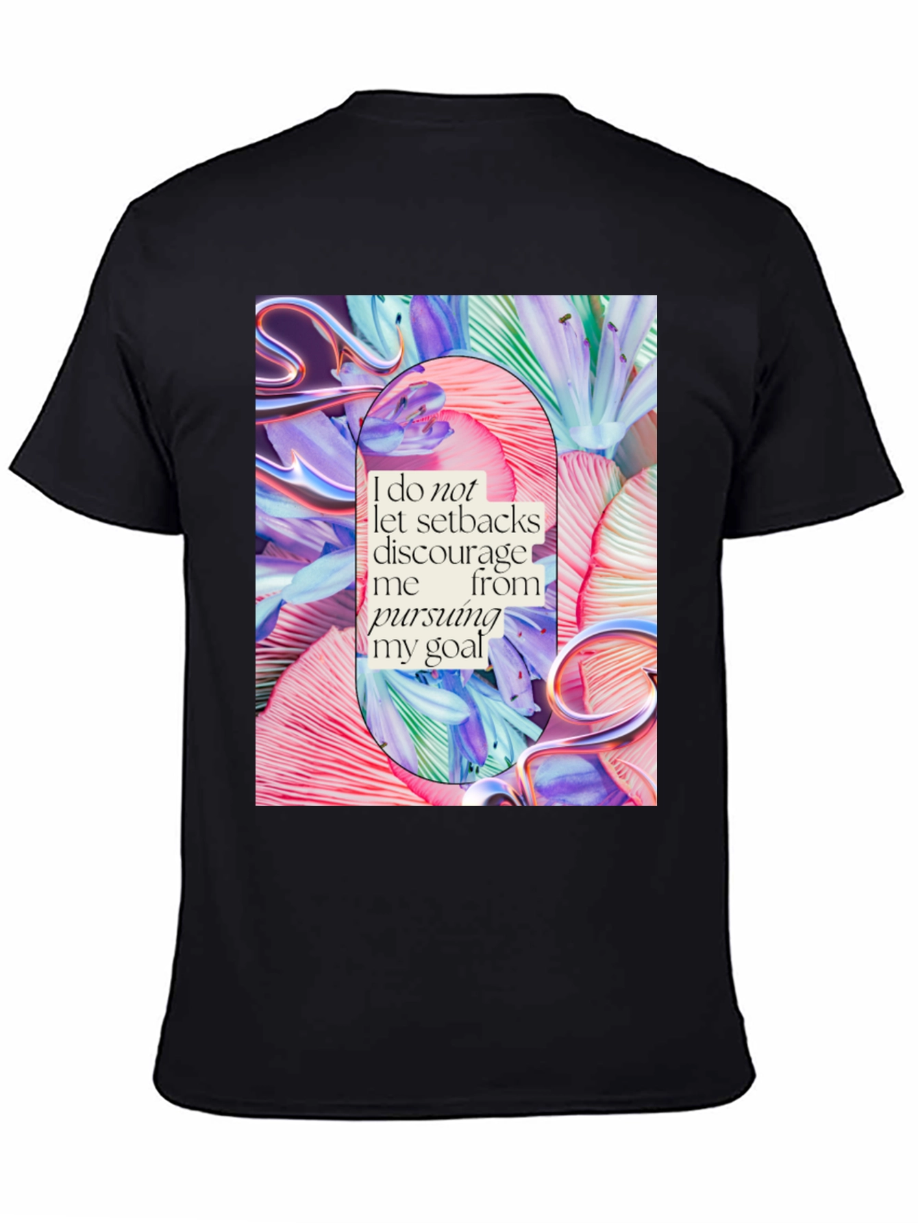 Black Motivational Graphic Tee: Pursue Your Goals view 4