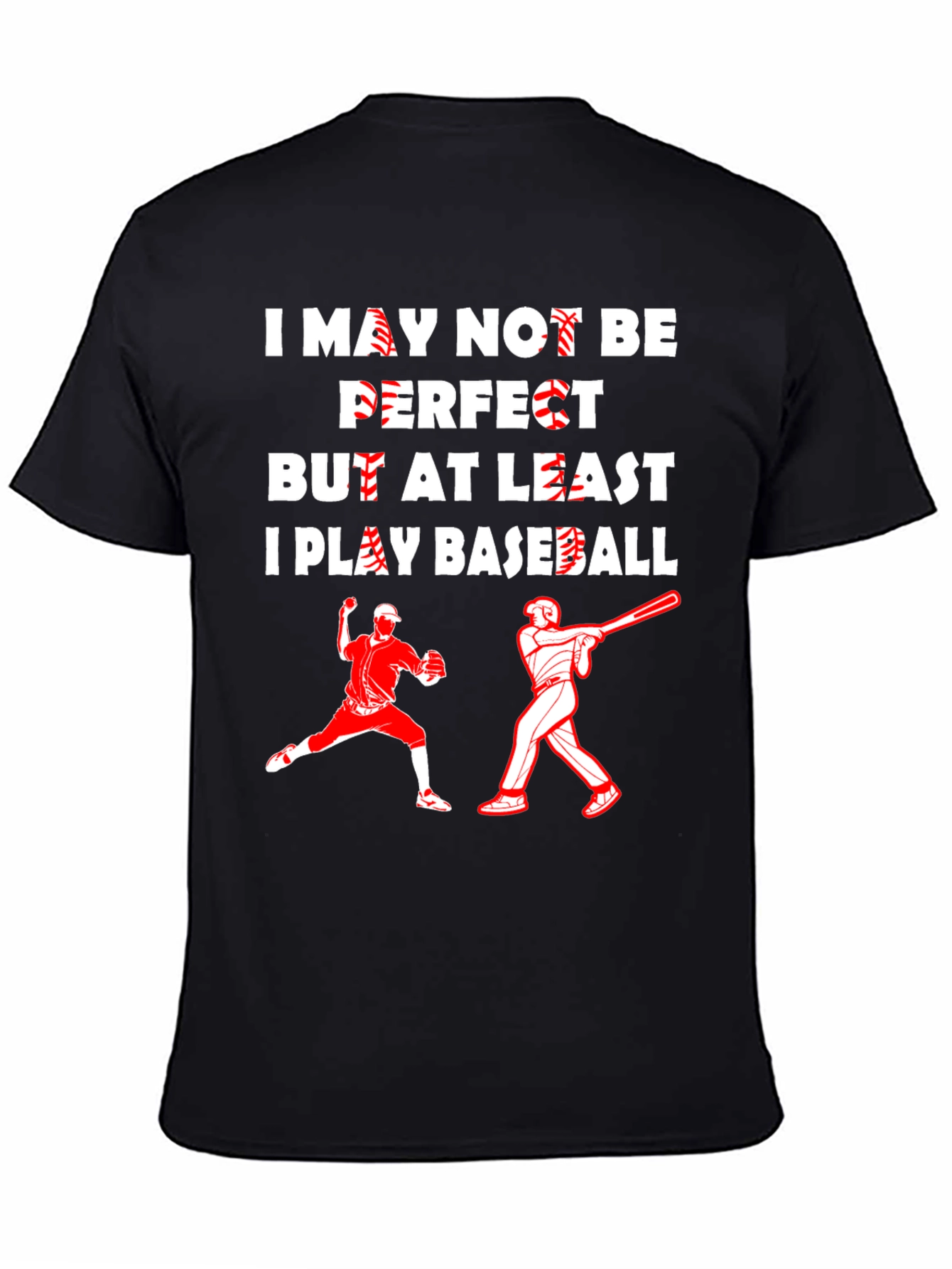 Black Funny Baseball Player Graphic T-Shirt view 4
