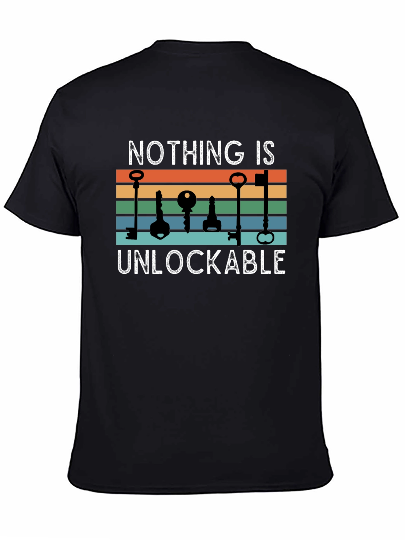 Black Unlockable T-Shirt - Novelty Graphic Tee view 4