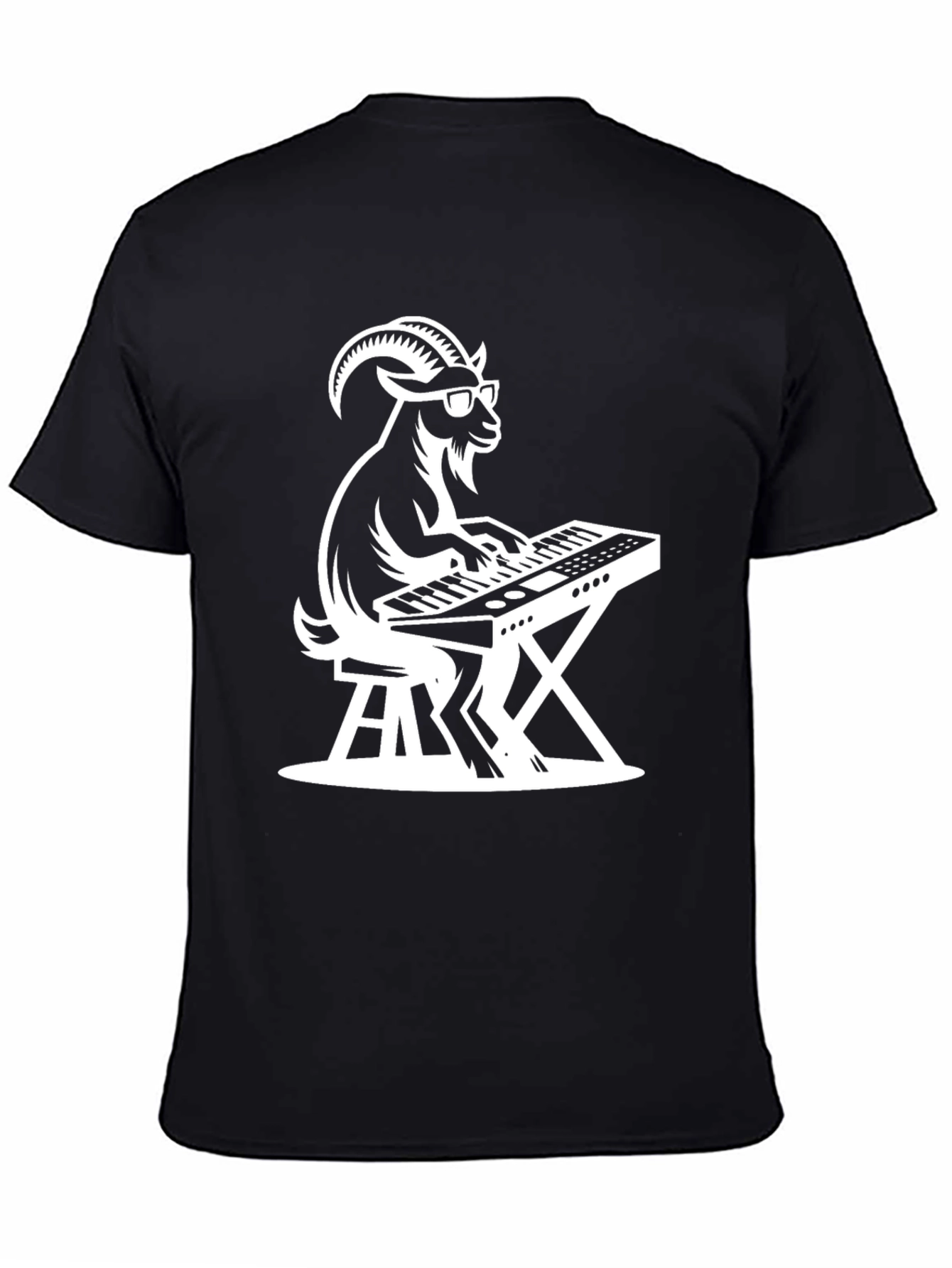 Black Goat Keyboardist Graphic Tee - Black Cotton Shirt view 4