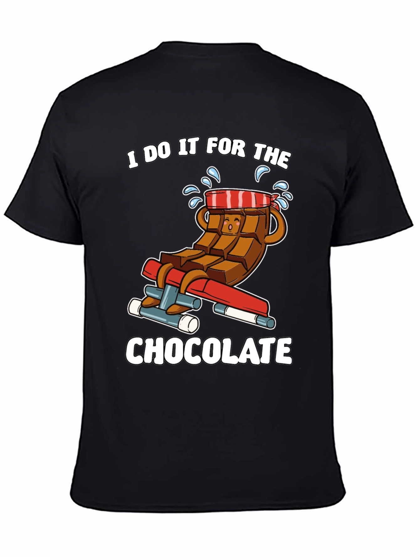 Black Chocolate Gym Workout T-Shirt - "I Do It For The Chocolate" view 4
