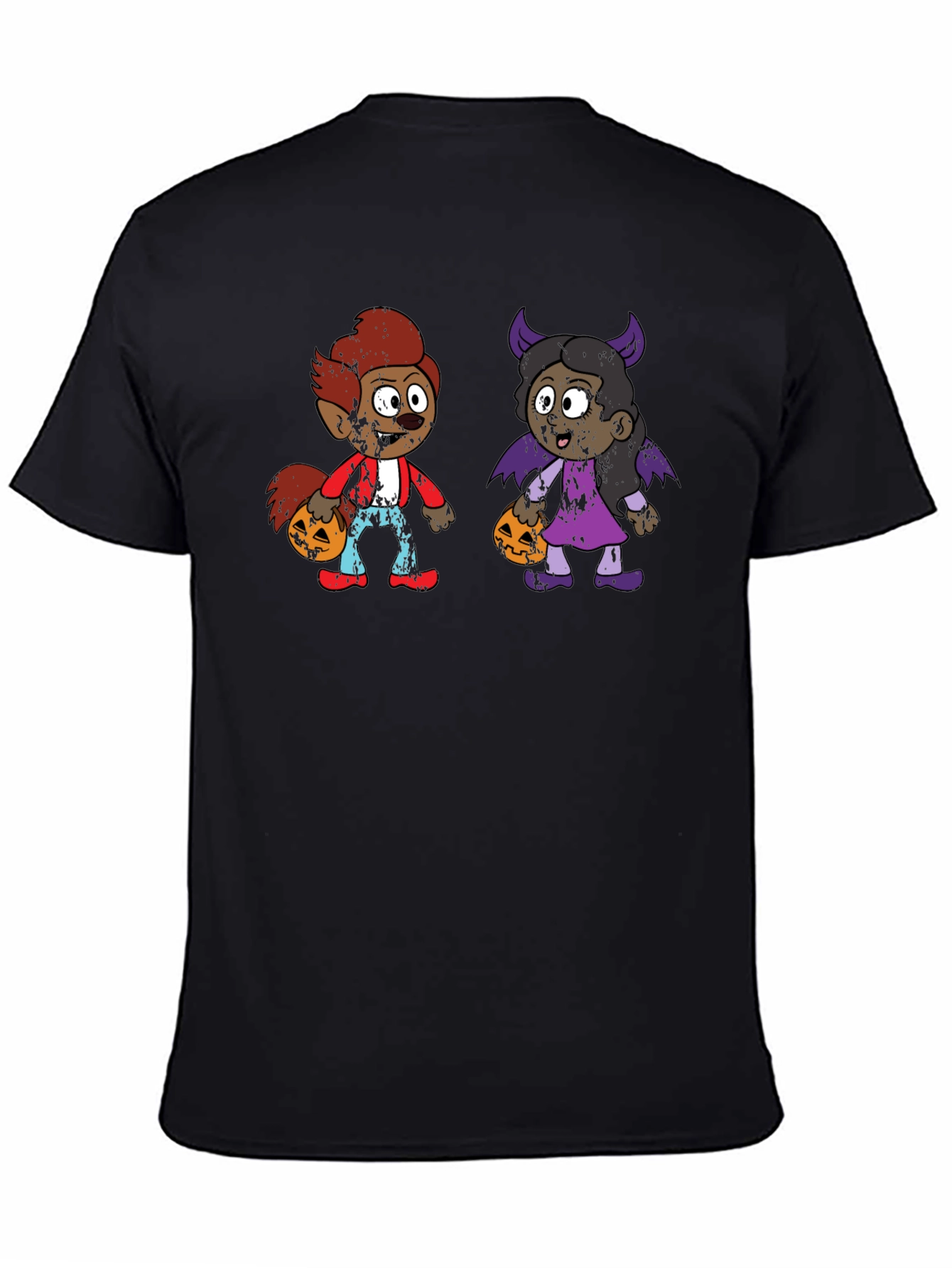 Black Halloween Kids Cartoon T-Shirt view 4