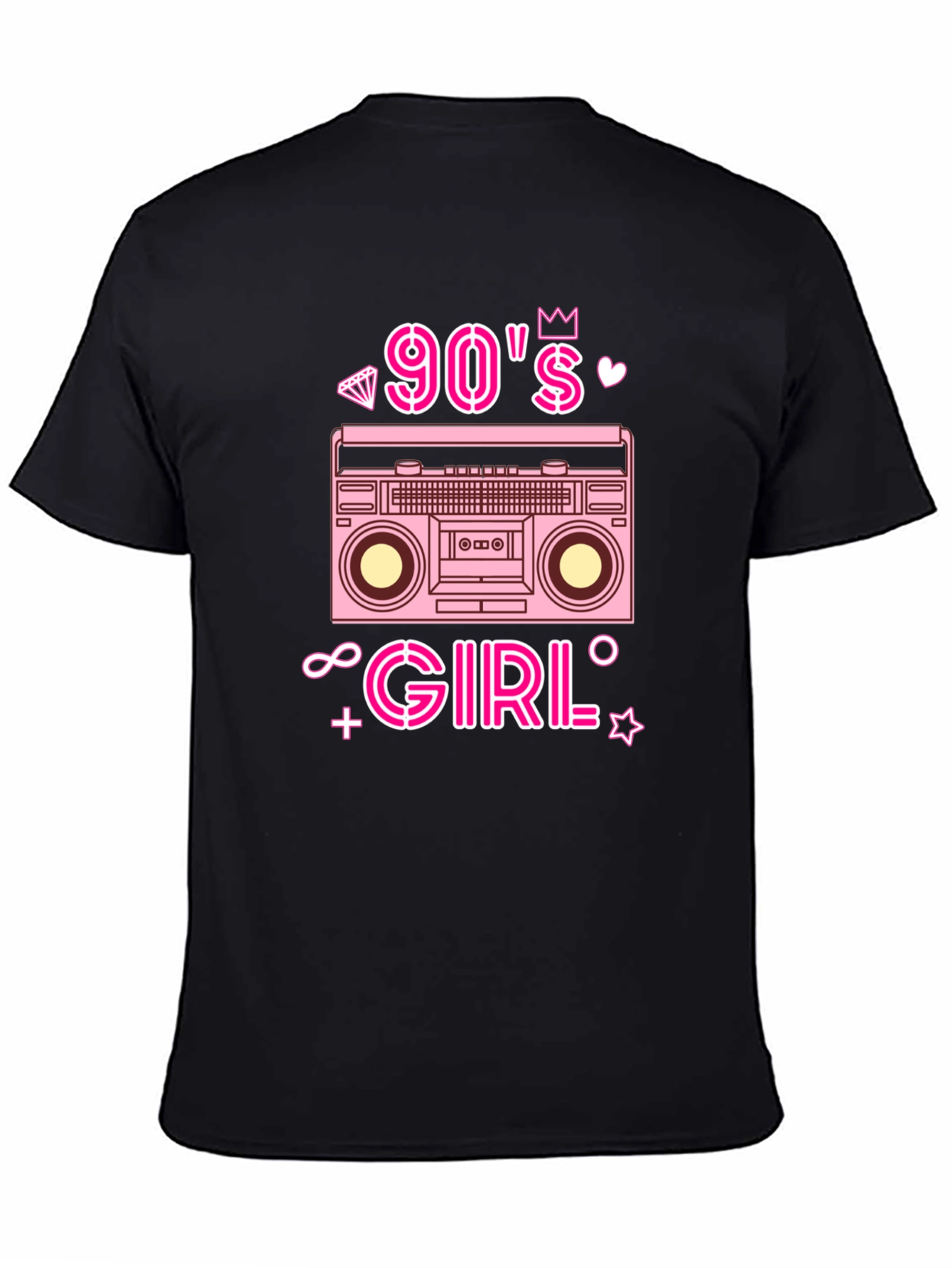 Black 90s Girl Retro Boombox Graphic Tee - Black T-Shirt view 4