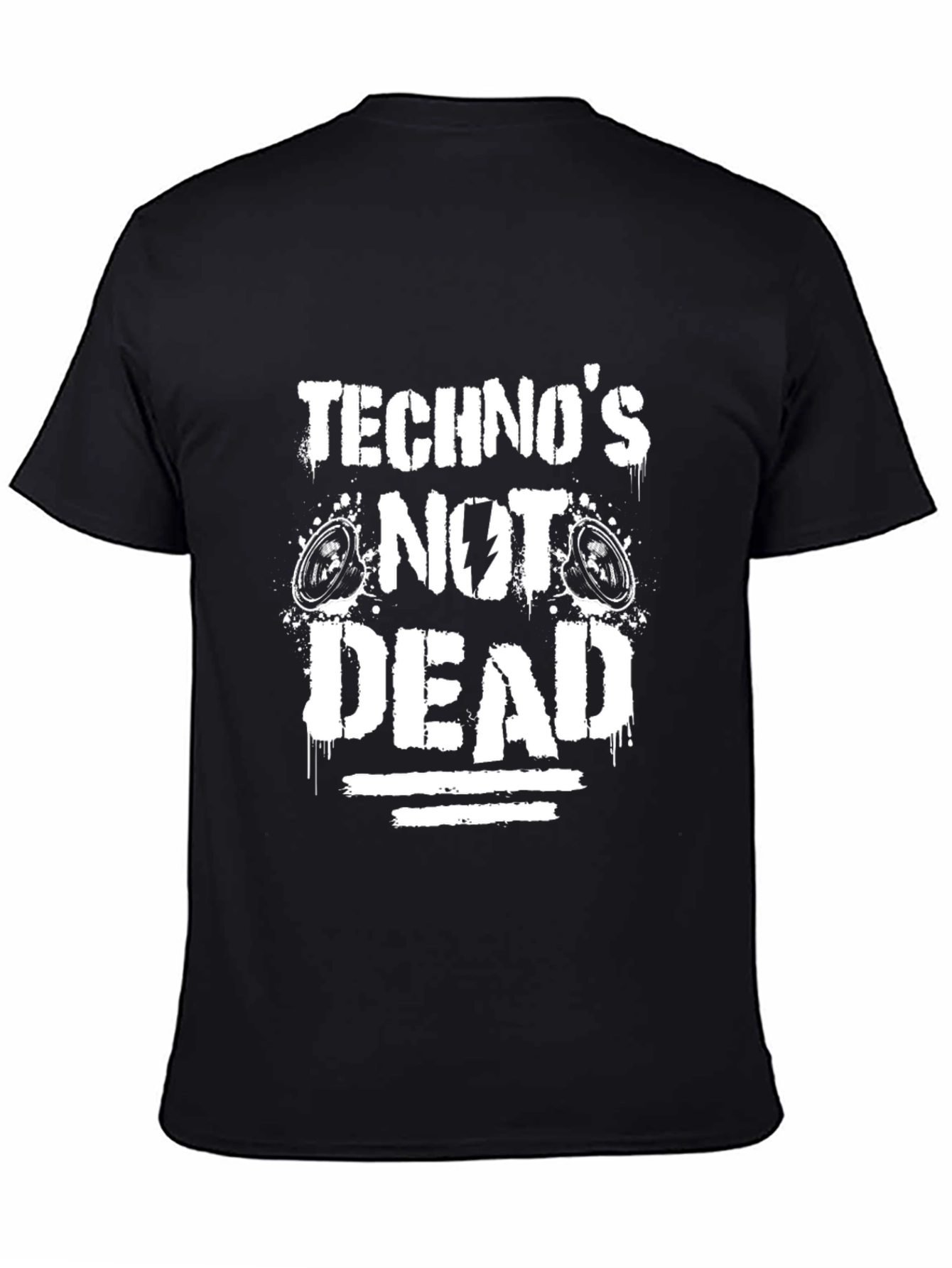Black Techno's Not Dead Graphic Tee - Black view 4