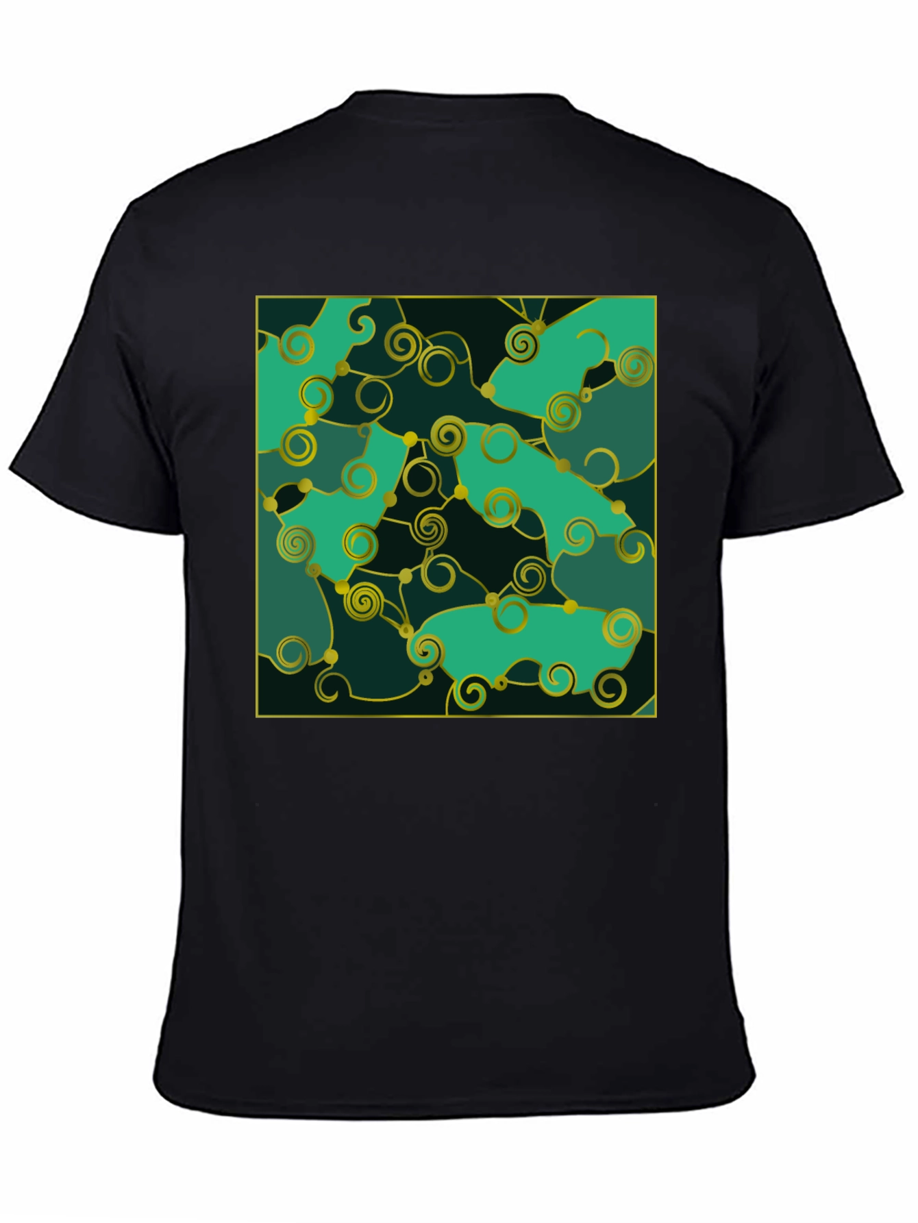 Black Emerald Green Swirls Tee view 4