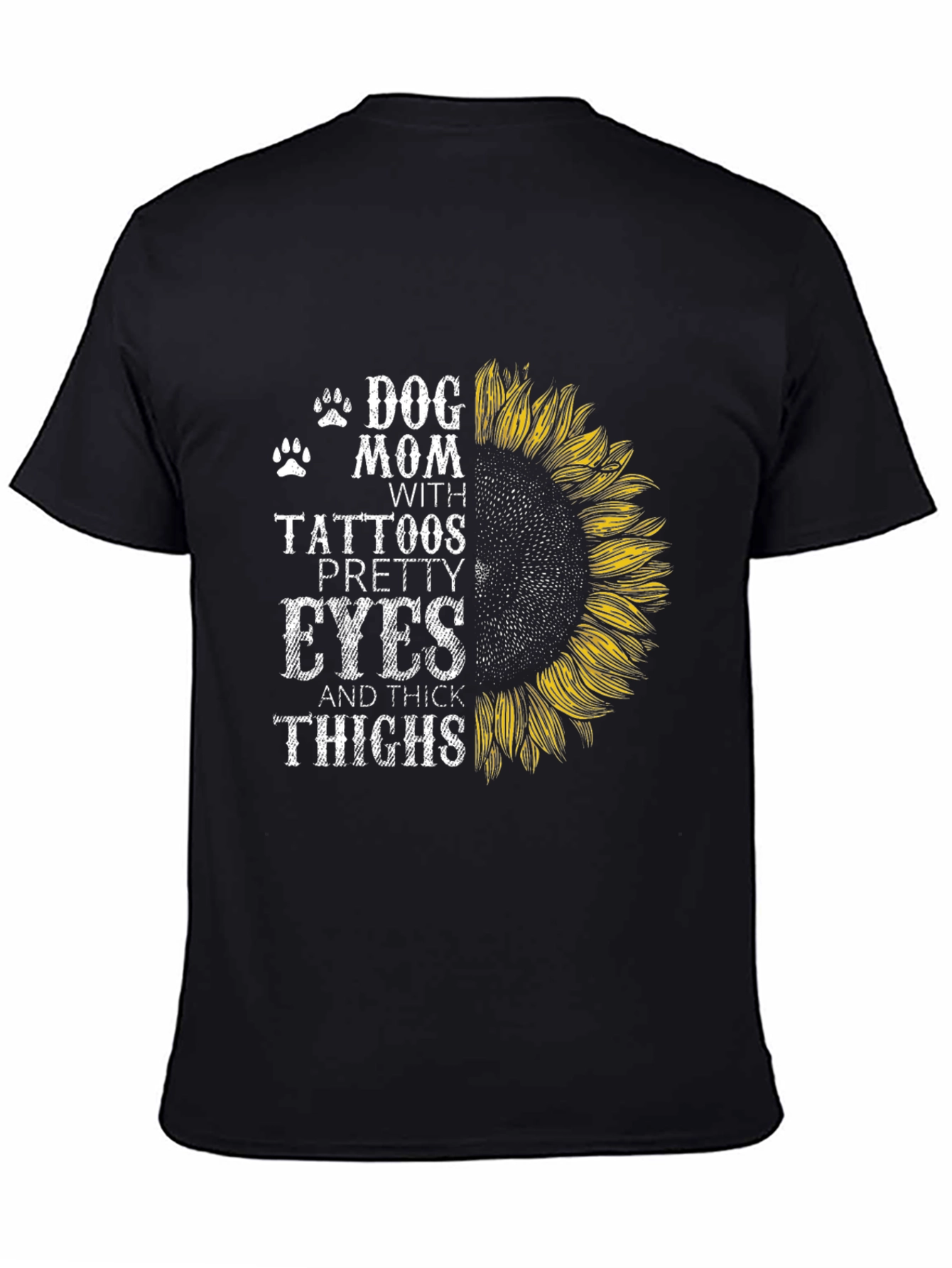 Black Dog Mom Tattoo Sunflower Graphic T-Shirt view 4