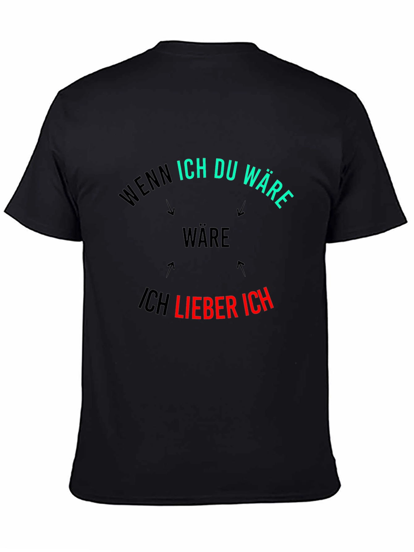 Black Wenn Ich Du Ware Mens Black T-Shirt view 4