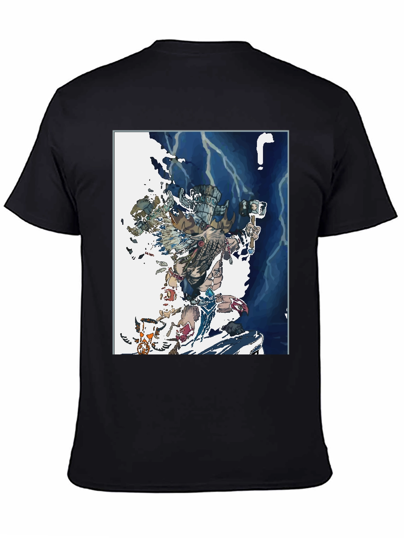 Black Aztec Warrior Graphic T-Shirt - Black Cotton Tee view 4