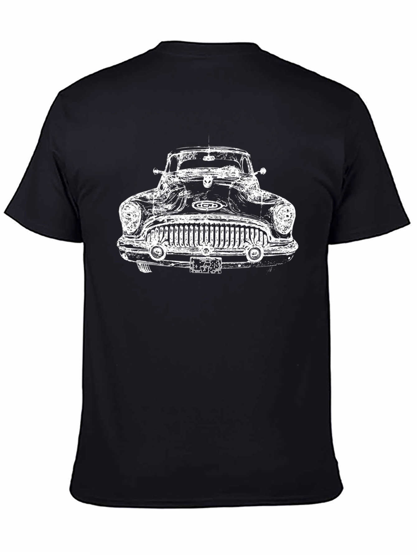 Black Classic Car Graphic Tee - Black Vintage Style Shirt view 4