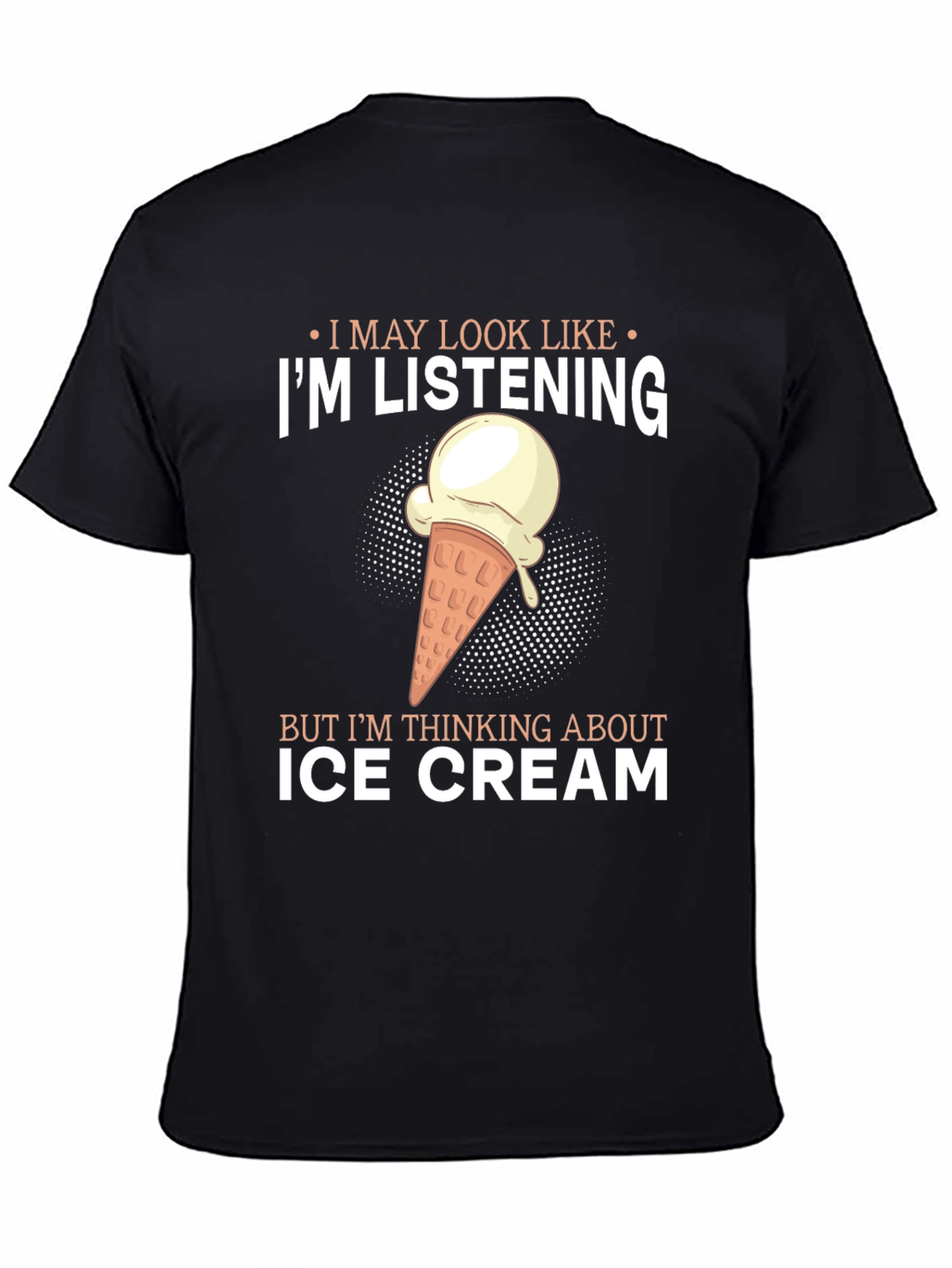 Black I'm Listening Ice Cream T-Shirt view 4