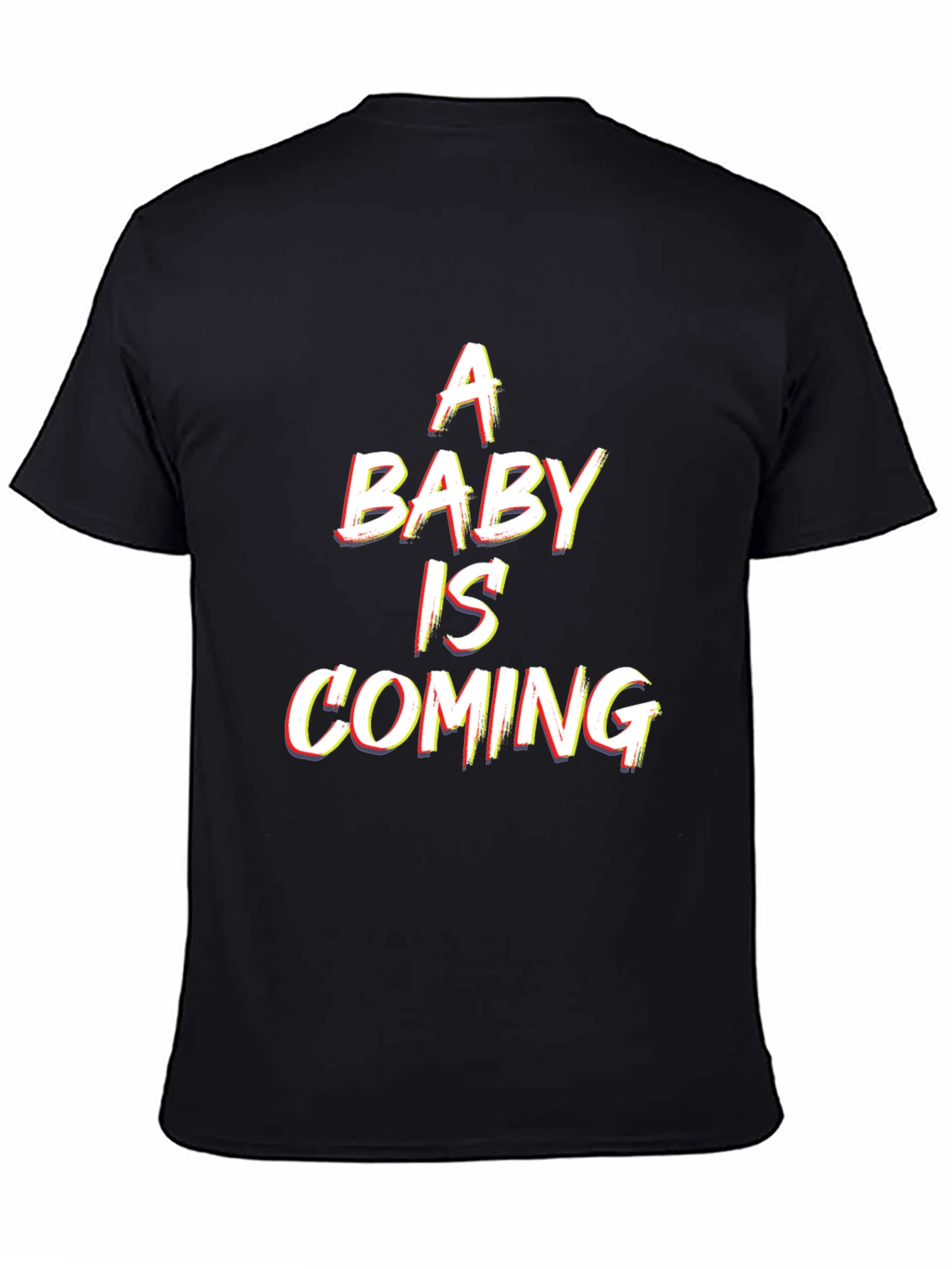 Black A Baby is Coming - Men's Black T-Shirt view 4