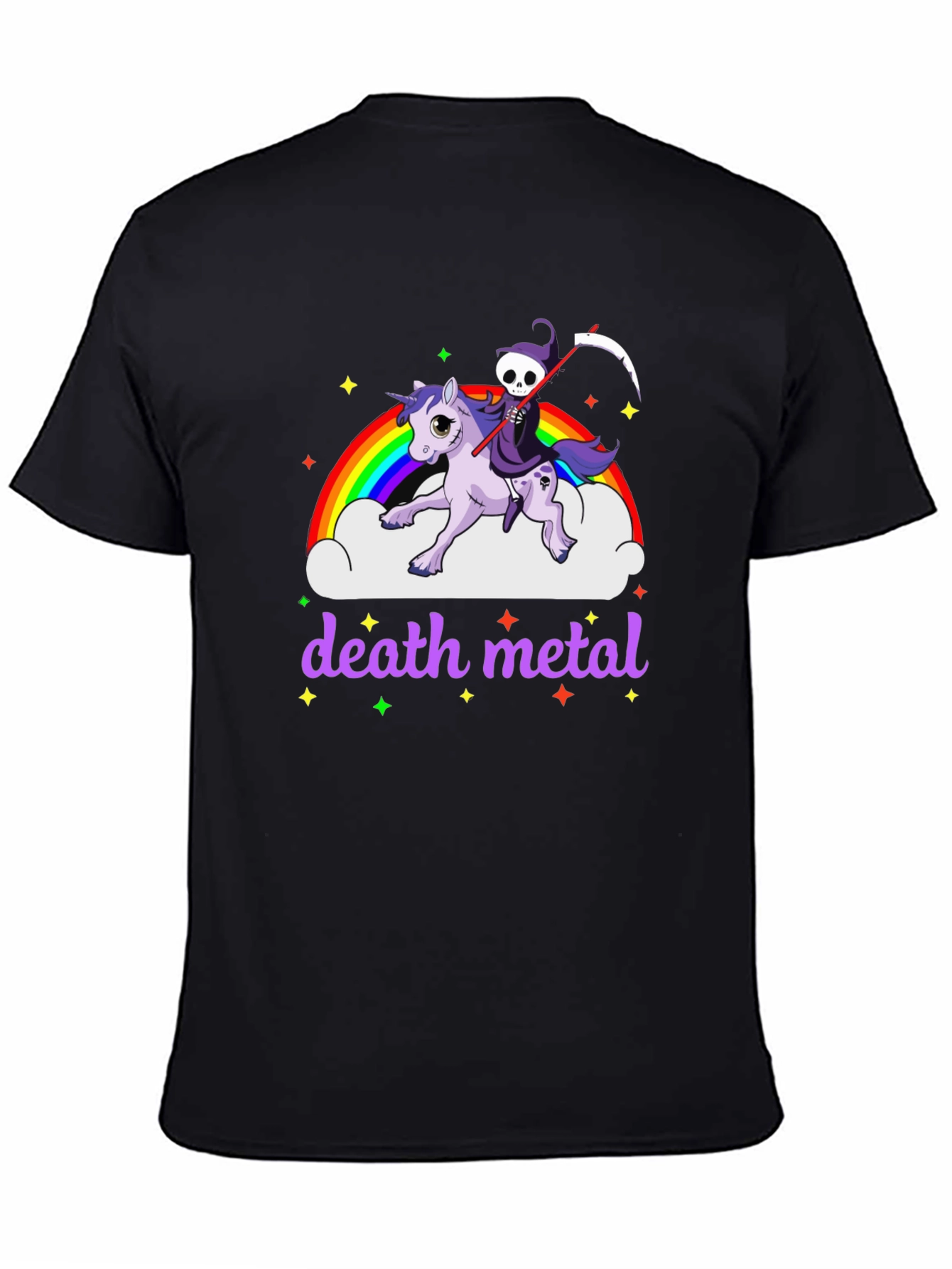 Black Death Metal Unicorn T-Shirt view 4
