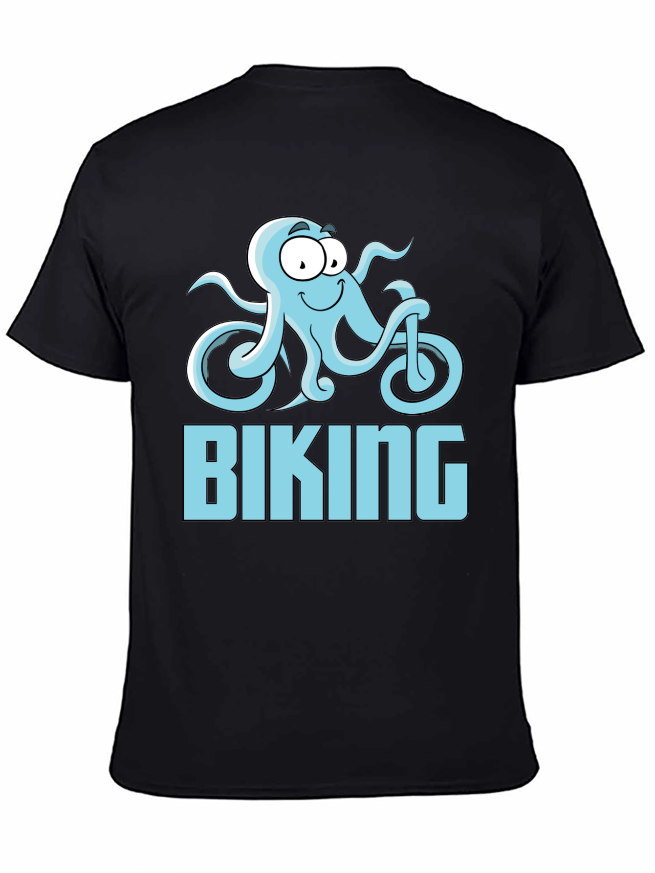 Black Octopus Biking Graphic Tee - Black Cotton T-Shirt view 4